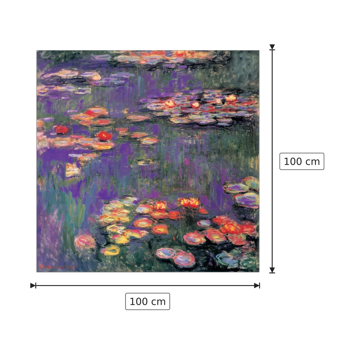 White Purple Water Lillies 9809 - MONET - cm 100x100 - Pannello in MDF