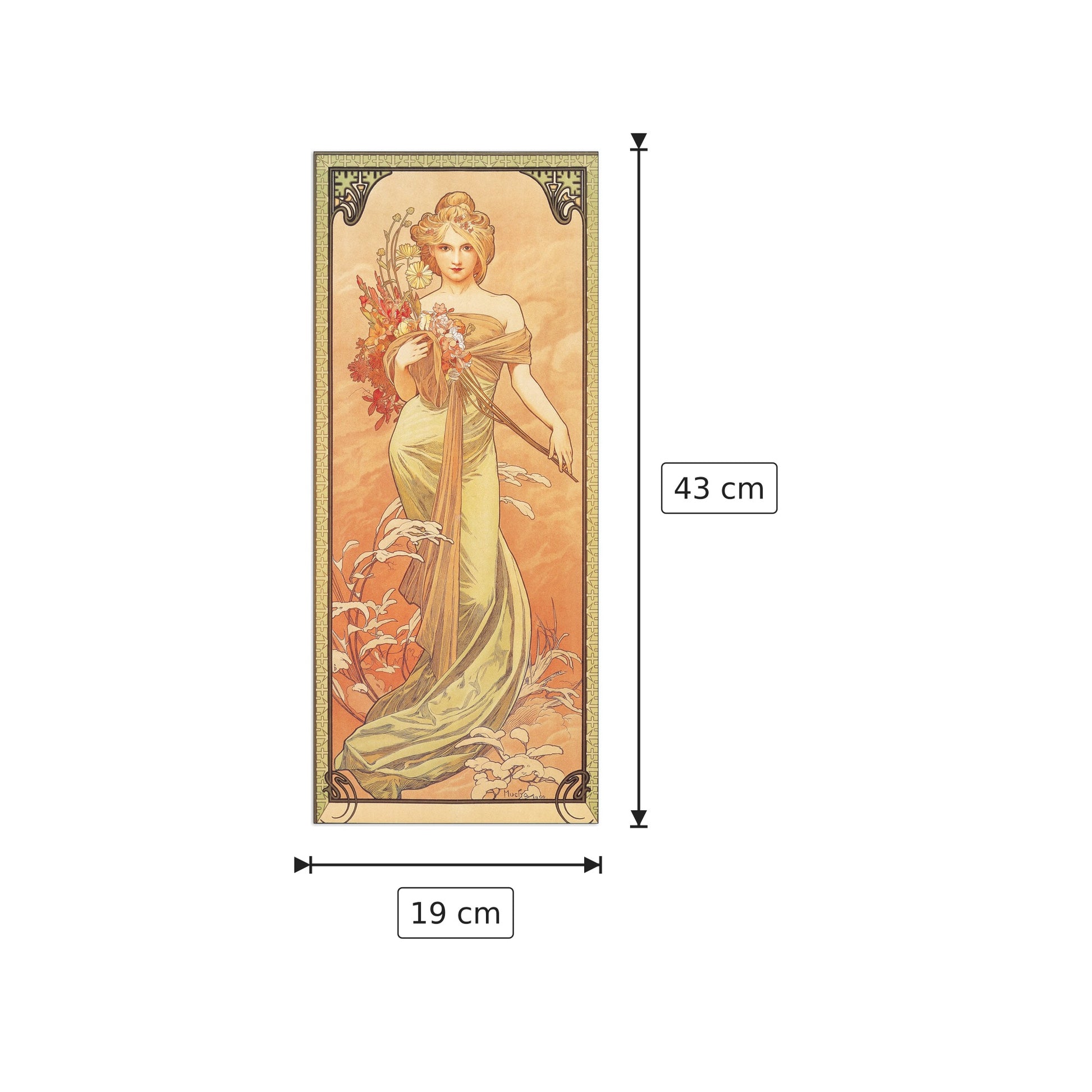 Printemps,1900 - MUCHA - cm 19x43 - Pannello in MDF