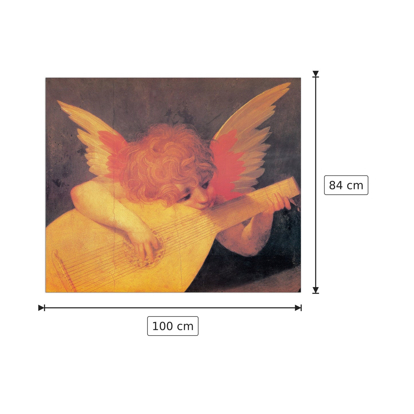 Putto Musicante - ROSSO FIORENTINO - cm 100x84 - Pannello in MDF
