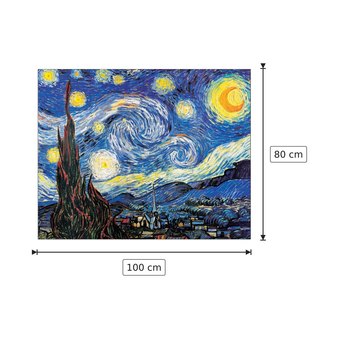 Starry Night - VAN GOGH - cm 100x80 - Pannello in MDF
