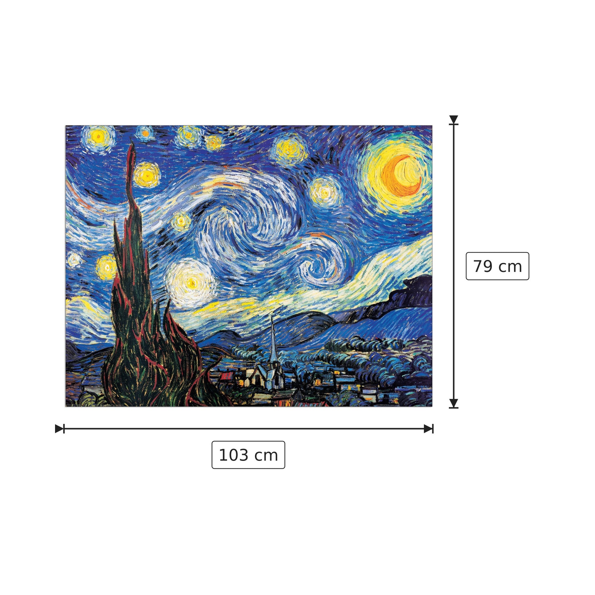 Starry Night - VAN GOGH - cm 103x79 - Pannello in MDF