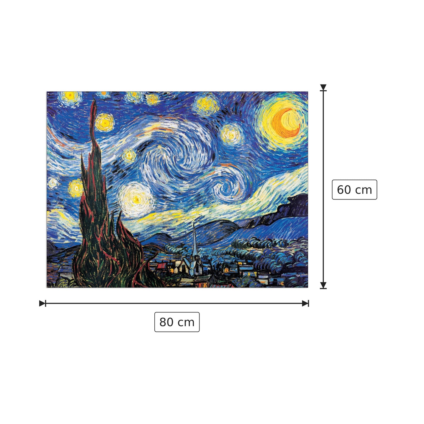 Starry Night - VAN GOGH - cm 80x60 - Pannello in MDF