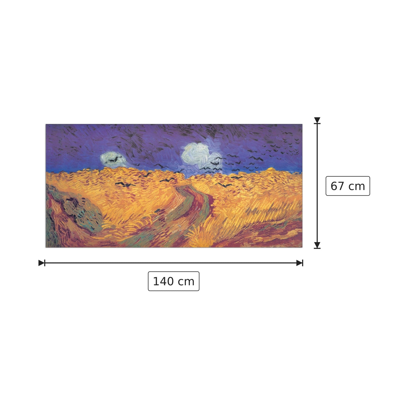 Weatfield With Crows - VAN GOGH - cm 140x67 - Pannello in MDF
