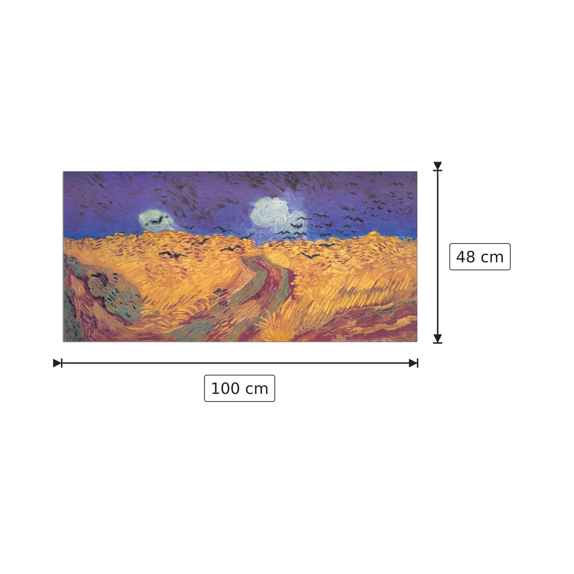 Weatfield With Crows - VAN GOGH - cm 100x48 - Pannello in MDF