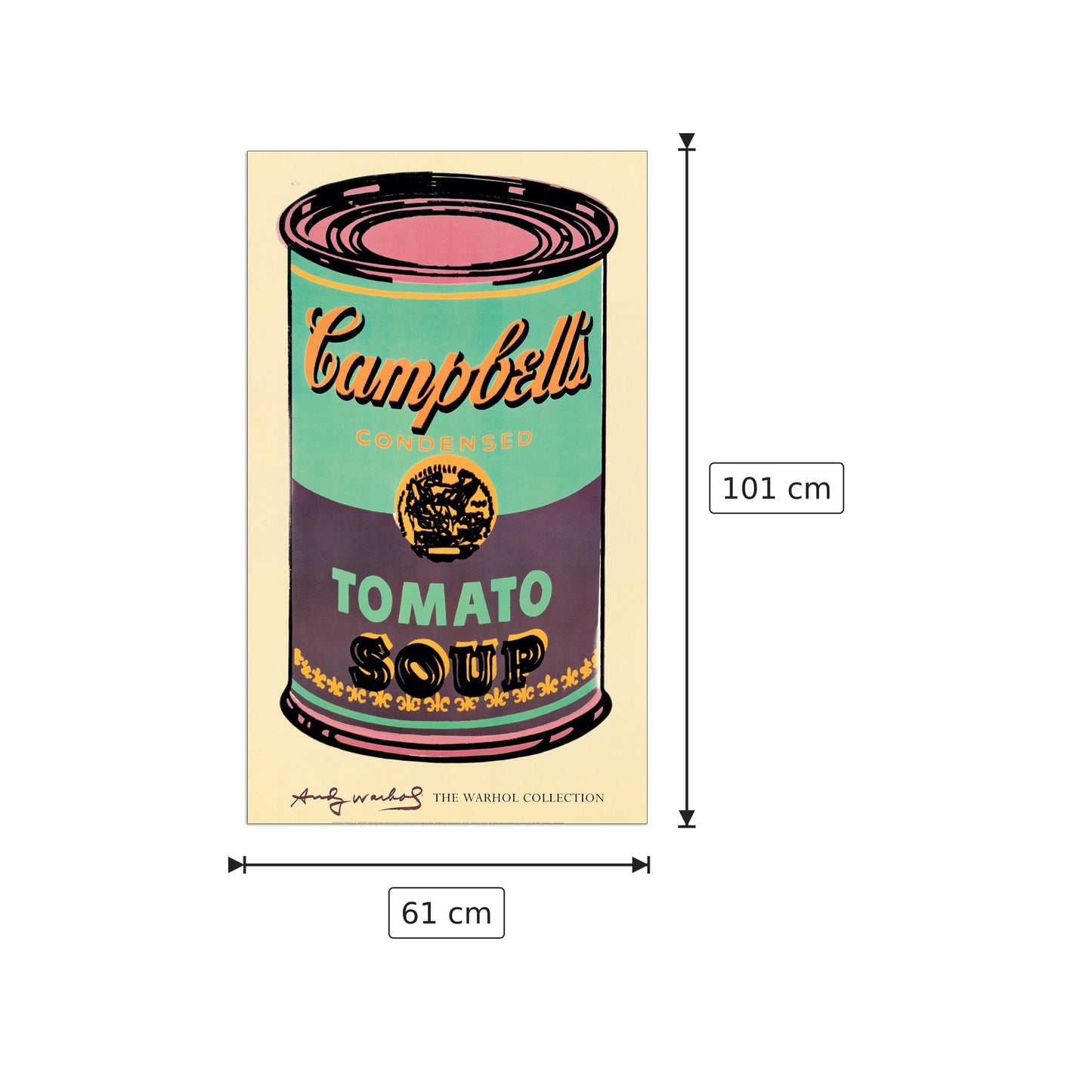 Campbell's Soup Can, 1965 - WARHOL - cm 61x101 - Pannello in MDF