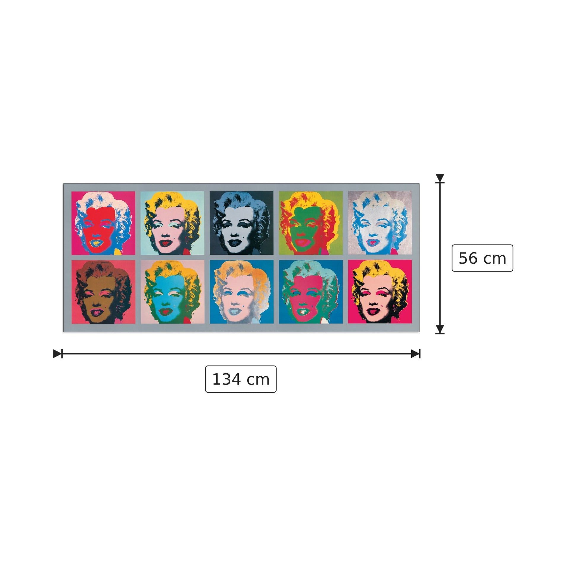 Ten Marilyns, 1967 - WARHOL - cm 134x56 - Pannello in MDF