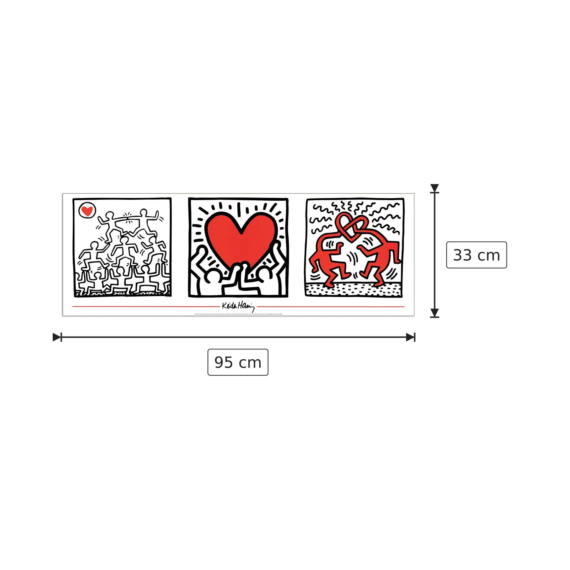 Untitled - HARING - cm 95x33 - Pannello in MDF