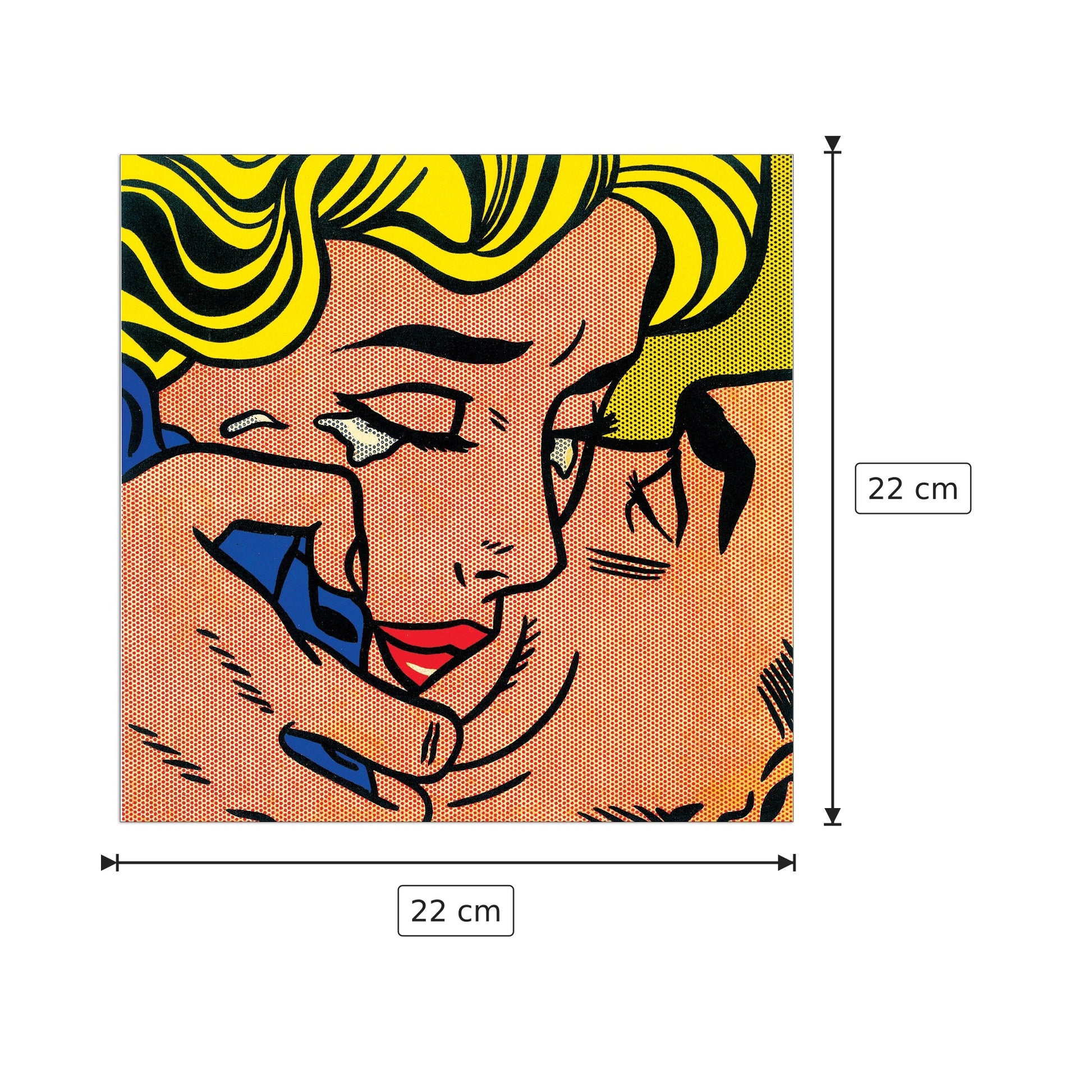 Kiss - LICHTENSTEIN - cm 22x22 - Pannello in MDF