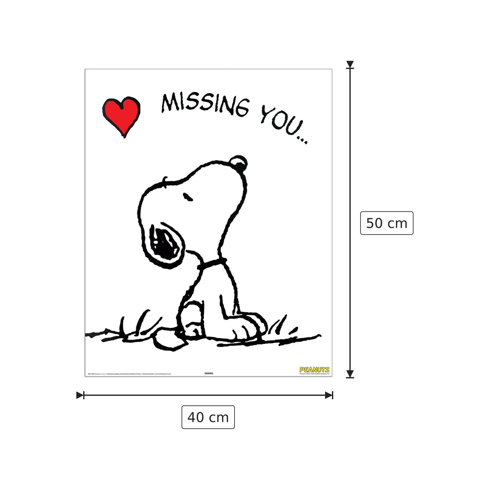Snoopy - PEANUTS - cm 40x50 - Pannello in MDF