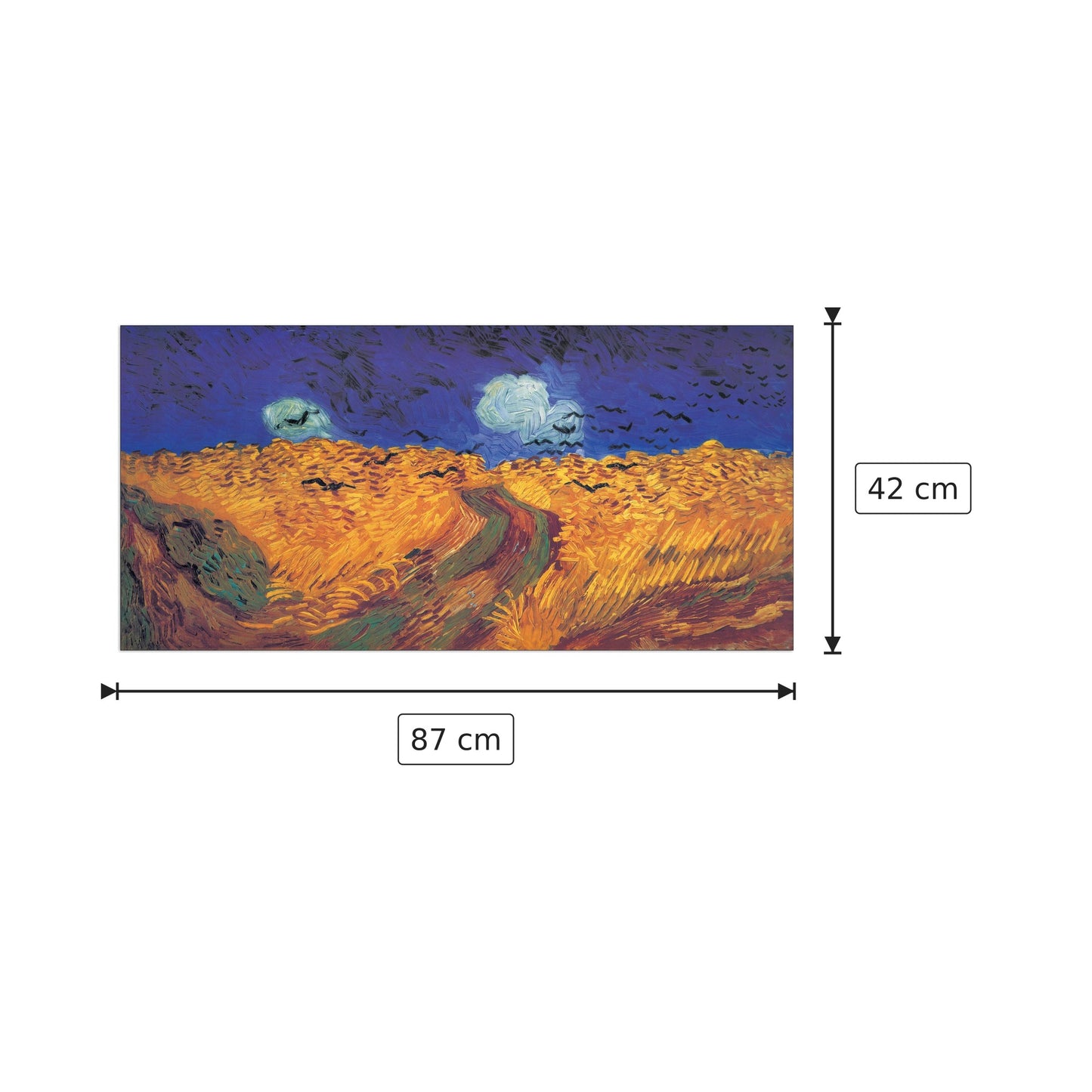 Wheatfield With Crows, 1890 - VAN GOGH - cm 87x42 - Pannello in MDF