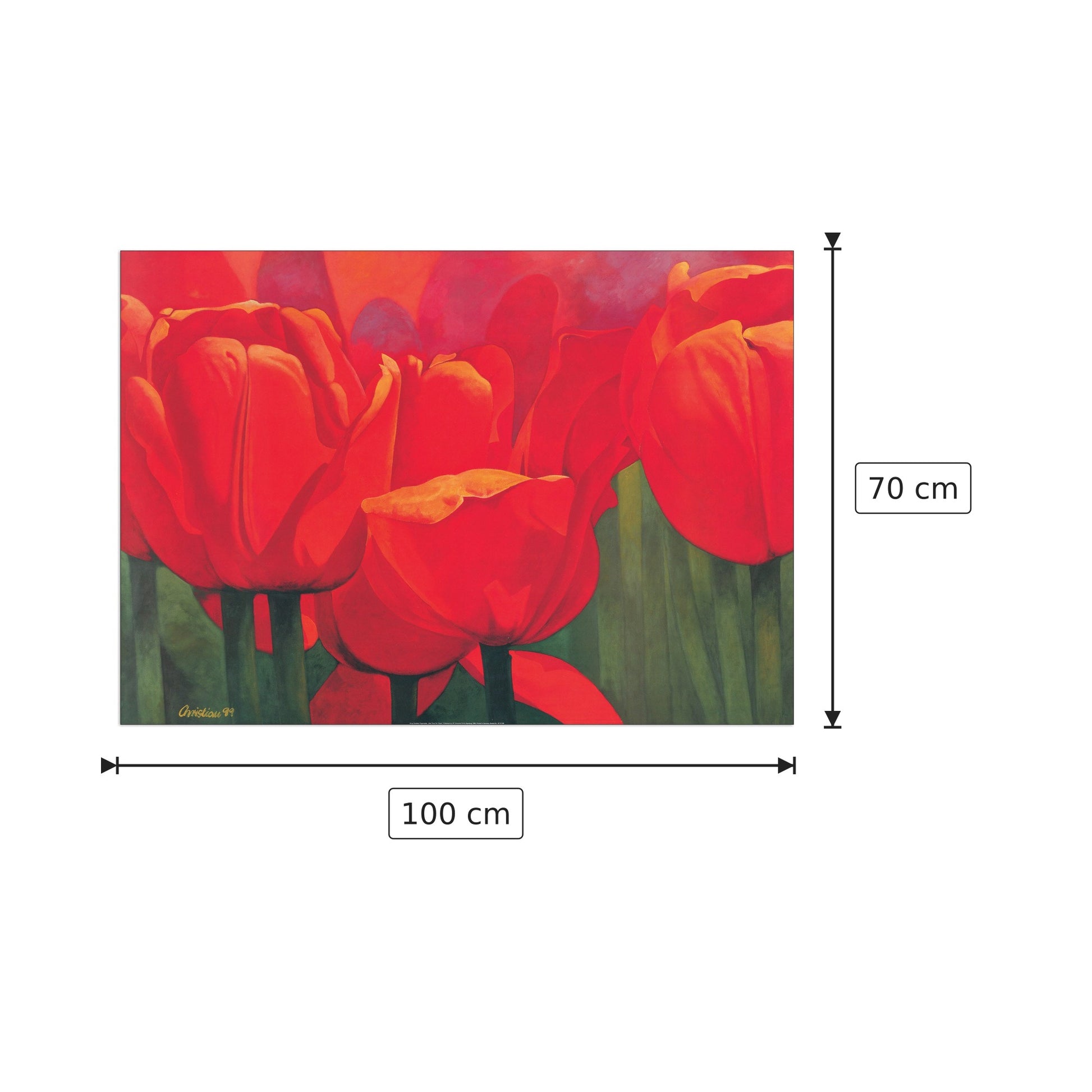 Red Time For Tulips - CHRISTIAN - cm 100x70 - Pannello in MDF
