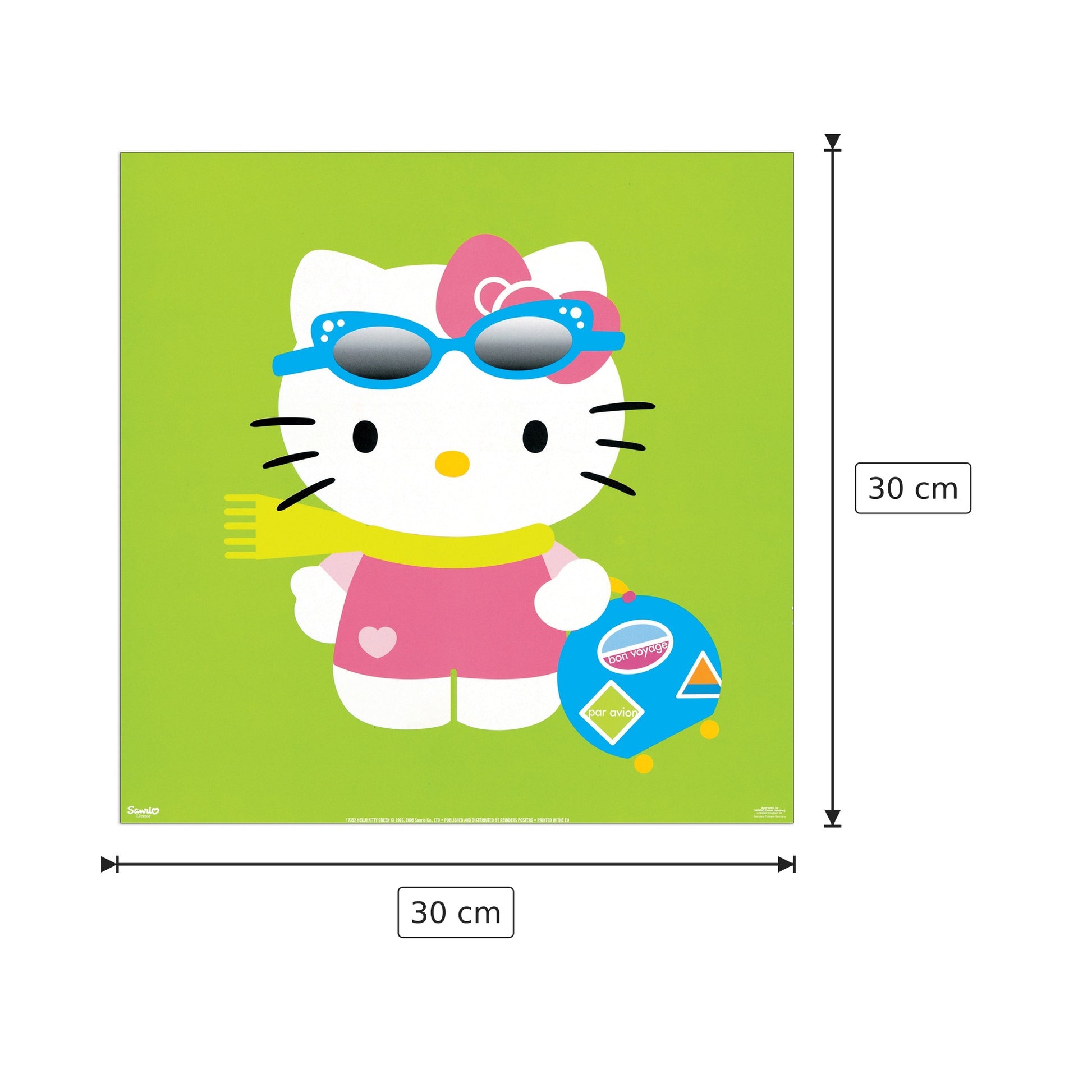 Hello Kitty Green - SANRIO - cm 30x30 - Pannello in MDF
