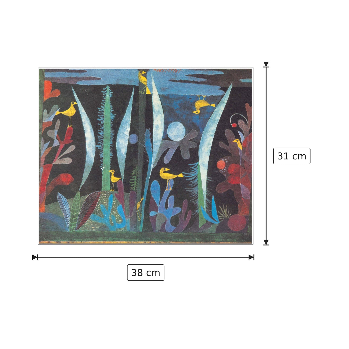 Paesaggio Con Uccelli Gialli - KLEE - cm 38x31 - Pannello in MDF