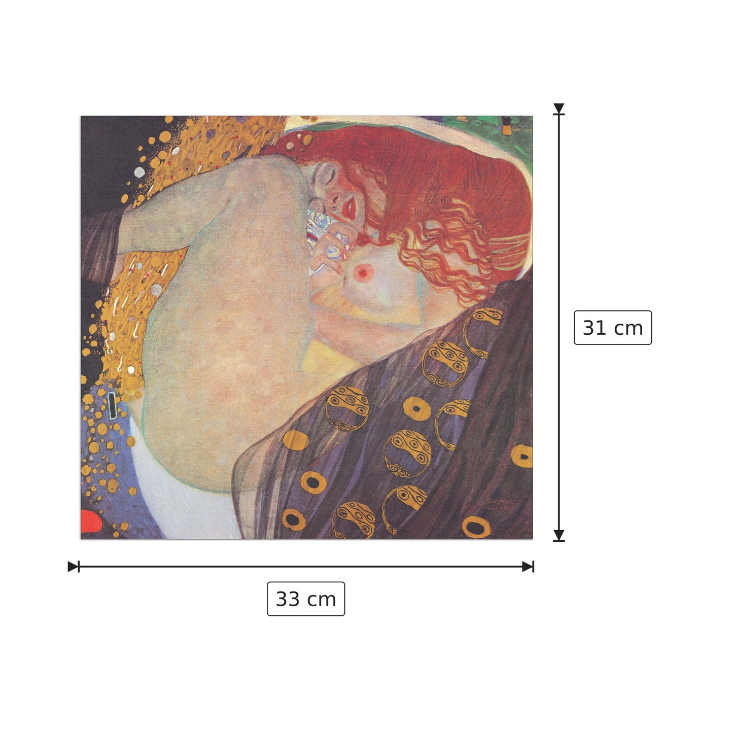 Danae - KLIMT - cm 33x31 - Pannello in MDF
