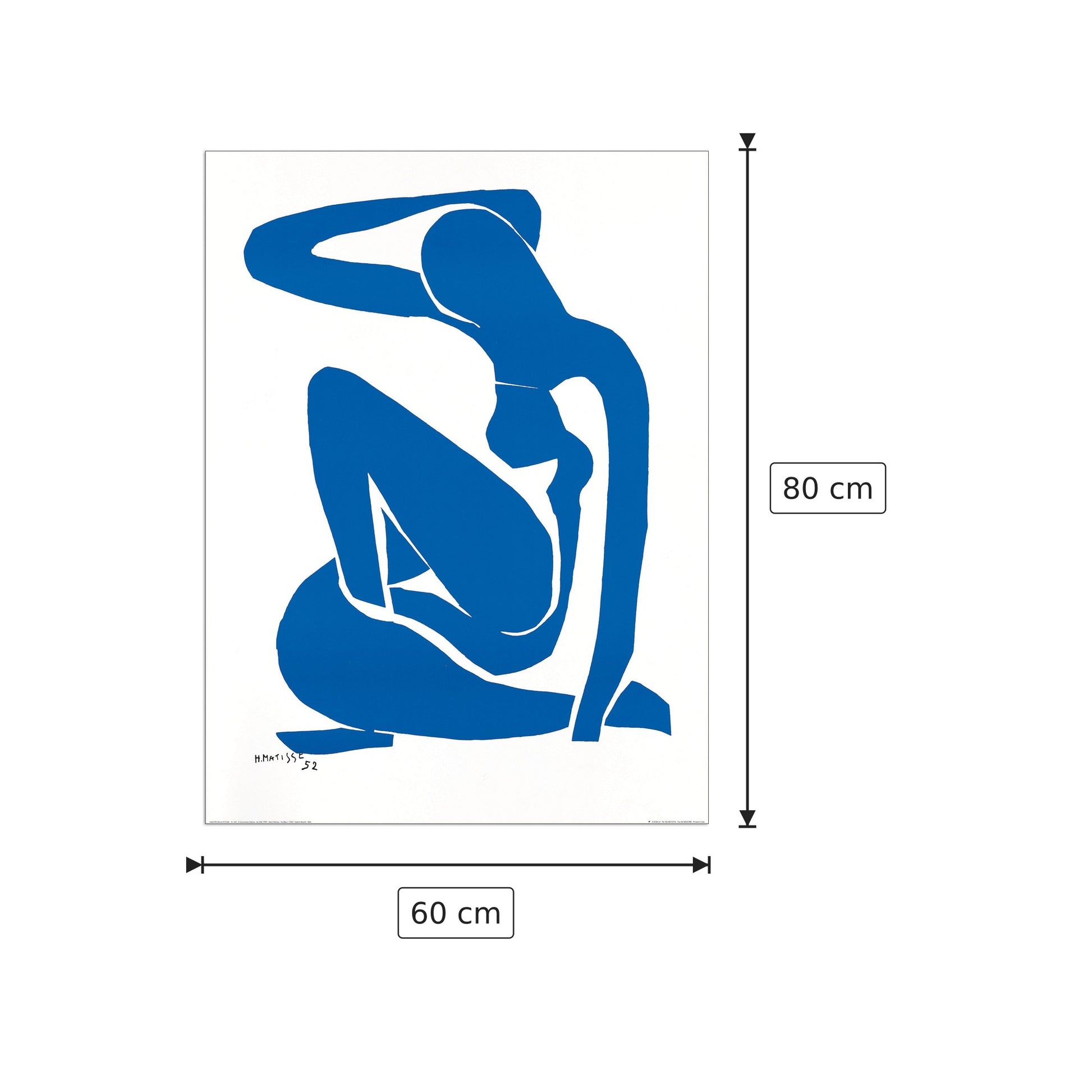 Nu Blue I 1952 - MATISSE - cm 60x80 - Pannello in MDF