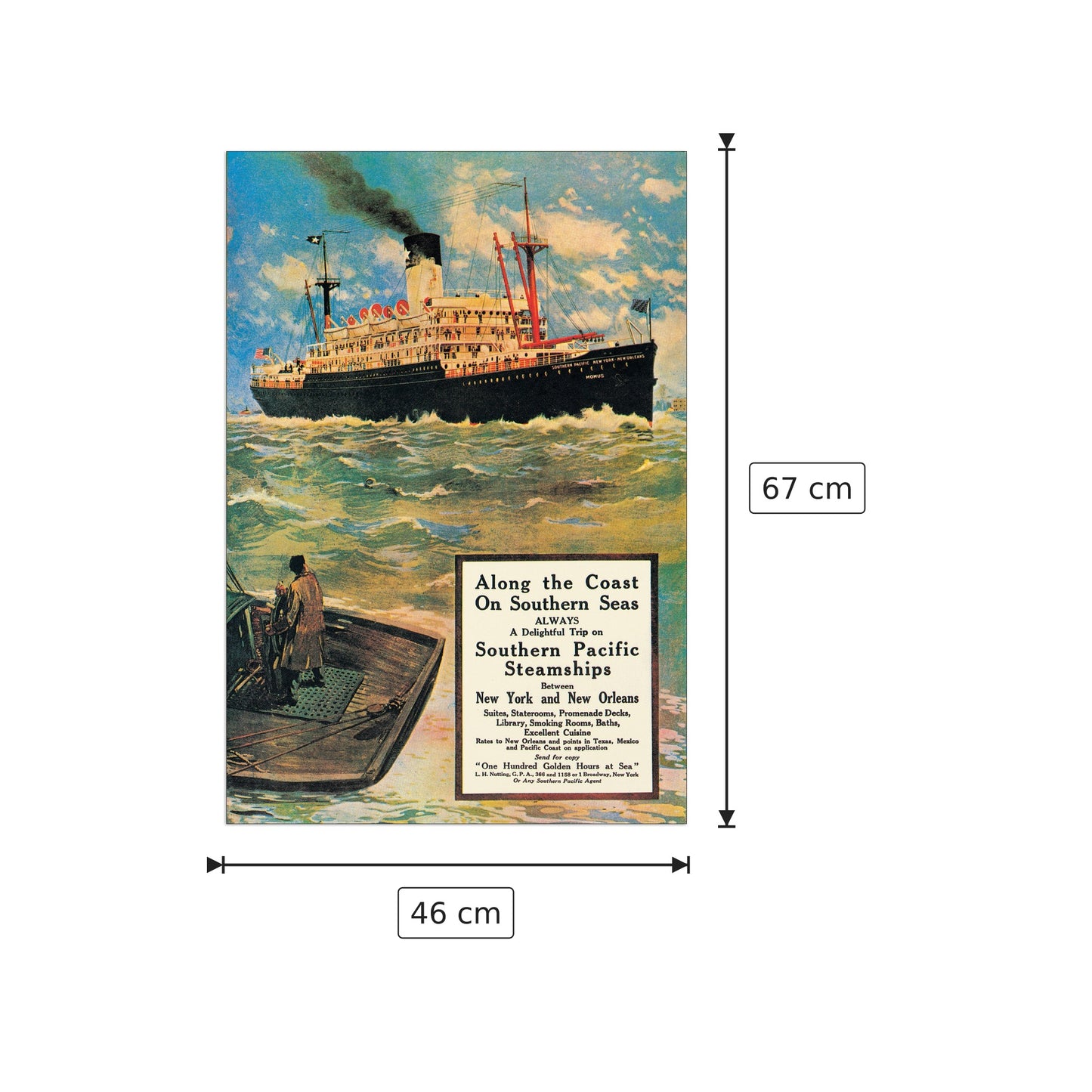 Steamships - SOUTHERN PACIFIC - cm 46x67 - Pannello in MDF