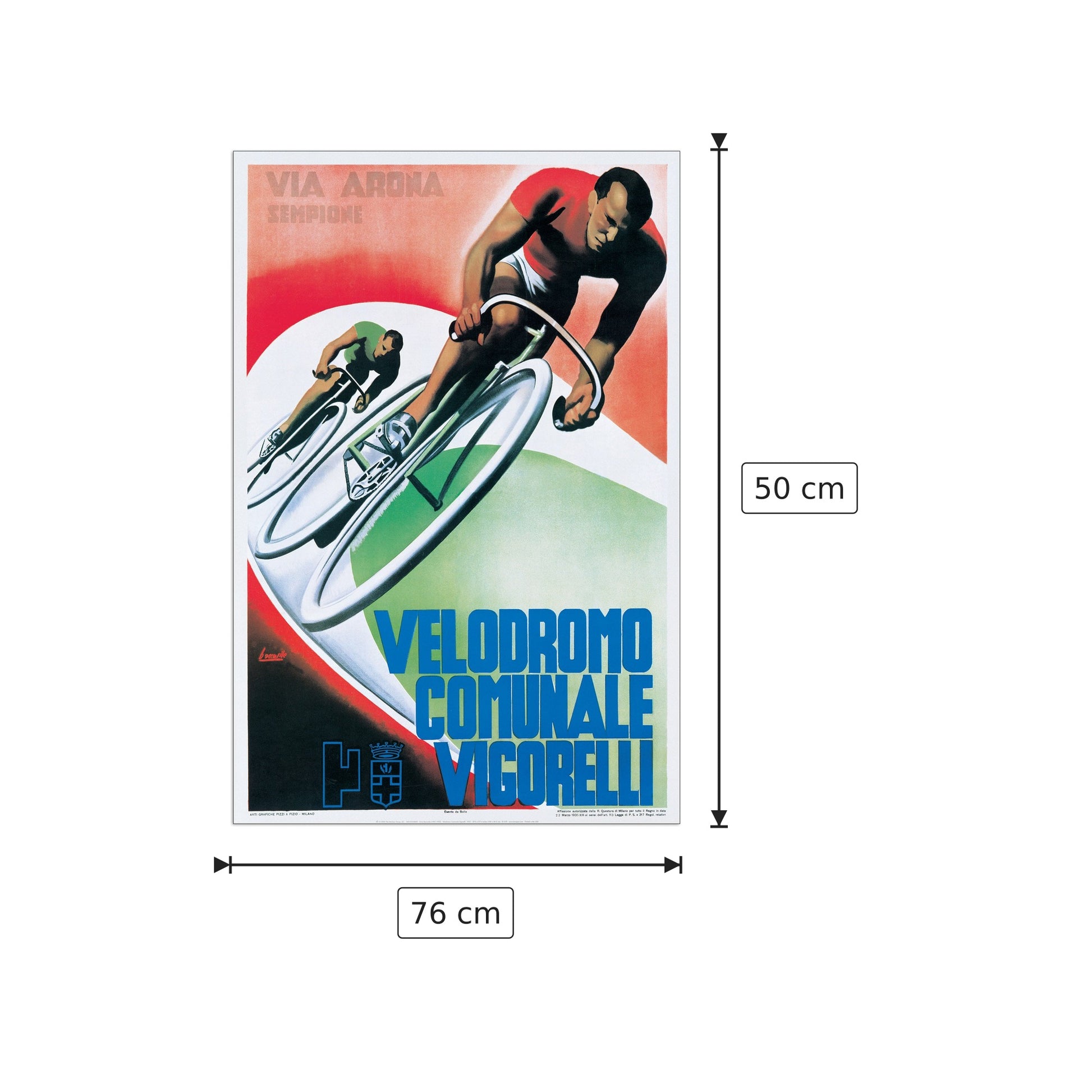 Velodromo Comunale Vigorelli - BOCCASILE - cm 76x50 - Pannello in MDF