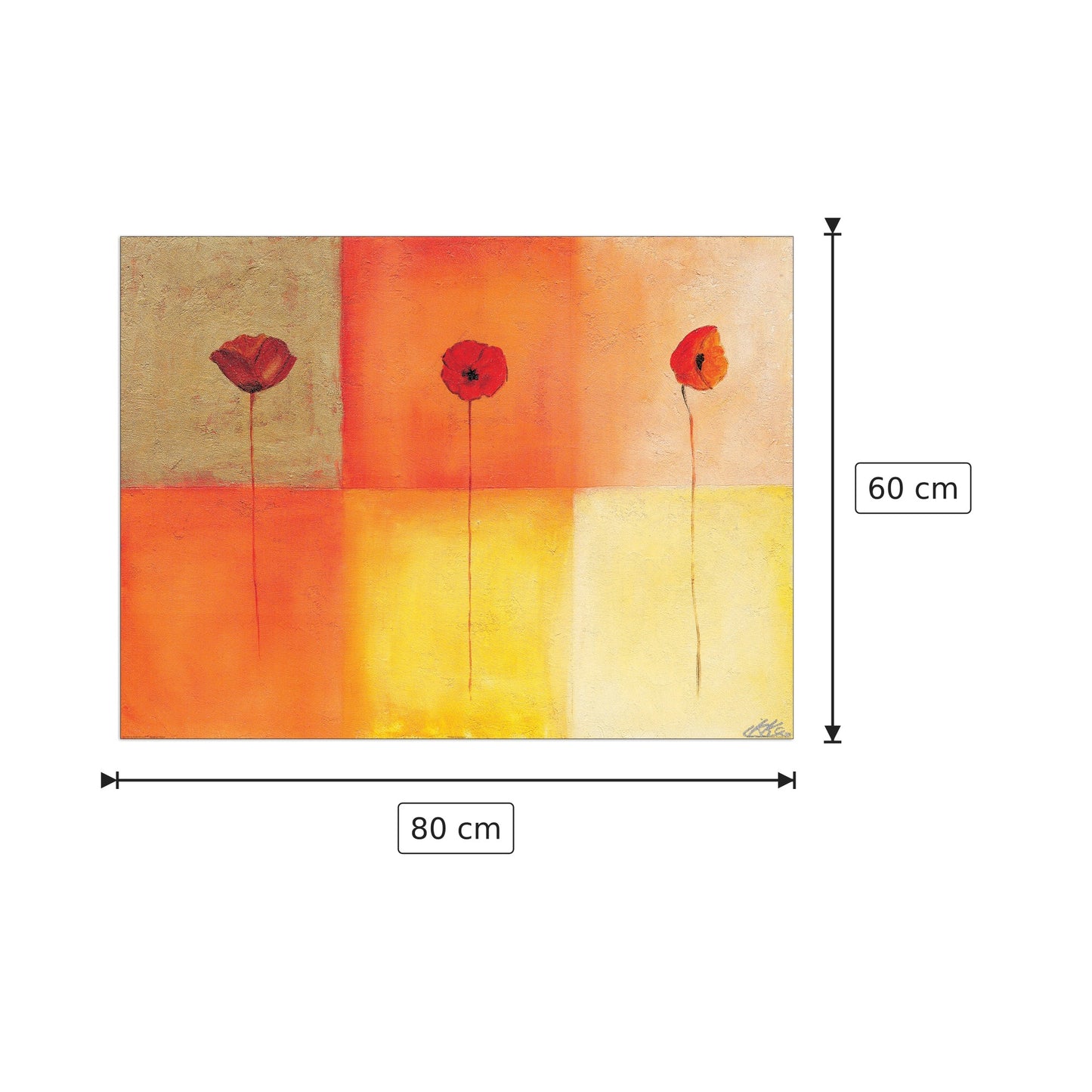 Dreierlei Mohn I - HEINEMANN - cm 80x60 - Pannello in MDF