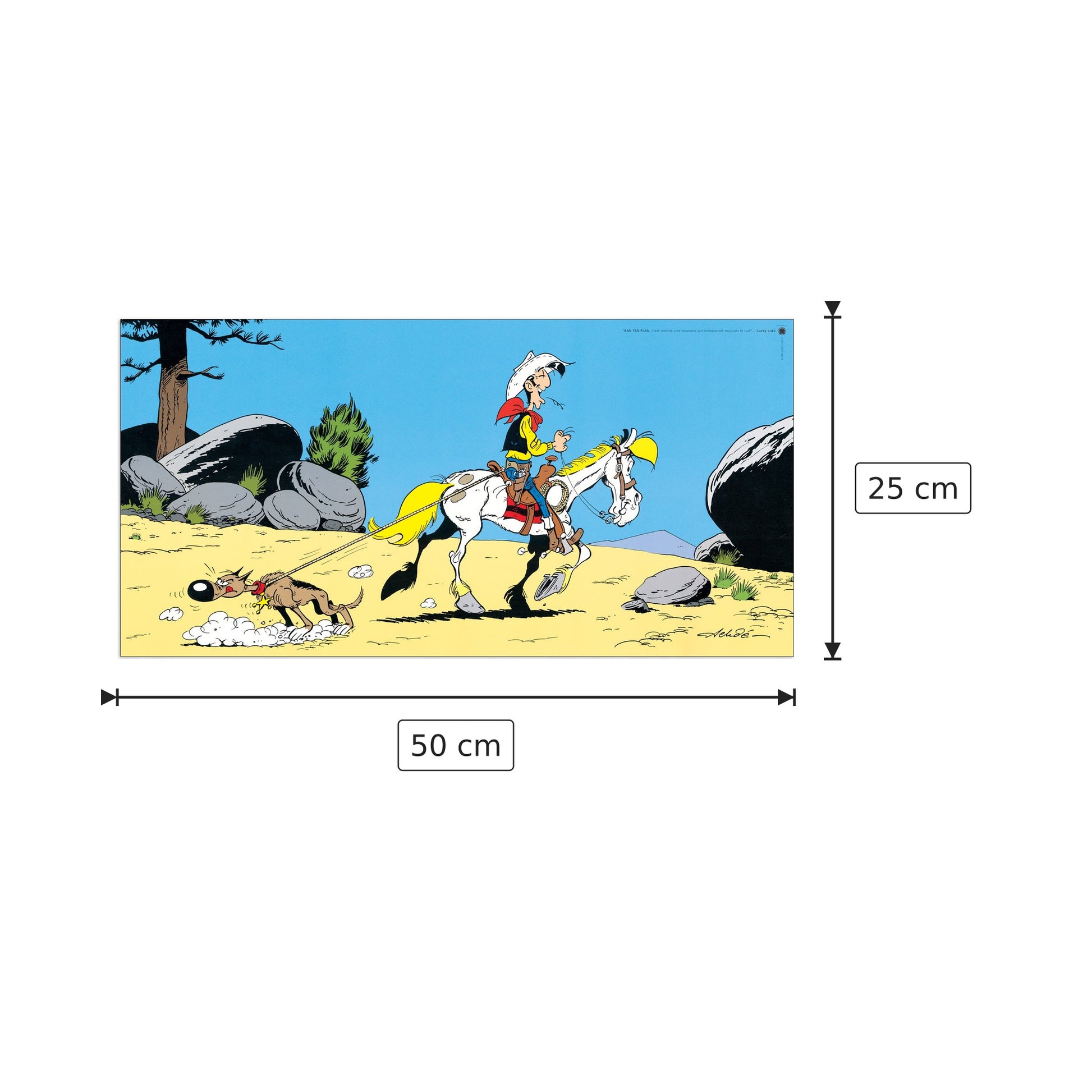 Lucky Luke E Ran Tan Plan - ACHDE - cm 50x25 - Pannello in MDF