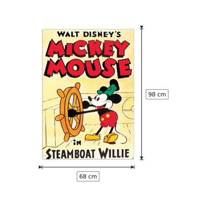 Mickey Mouse In Steamboat Willie - DISNEY - cm 68x98 - Pannello in MDF