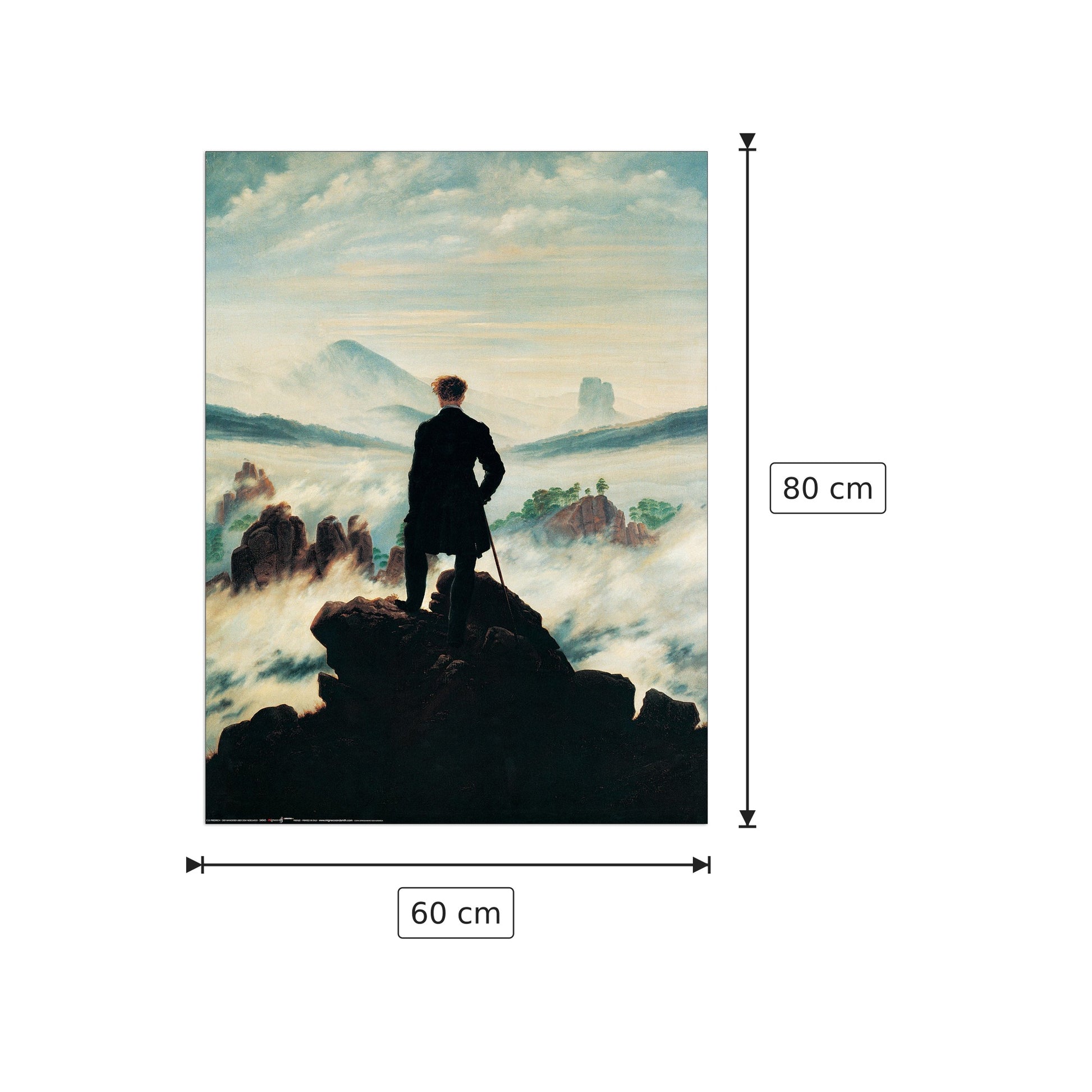 Der Wanderer Uber Dem Nebelmeer - FRIEDRICH - cm 60x80 - Pannello in MDF