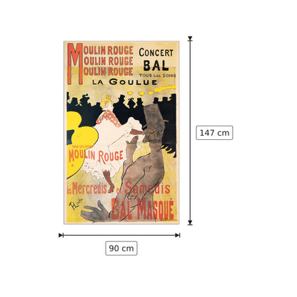 Mouling Rouge La Goulue - LAUTREC - cm 90x147 - Pannello in MDF