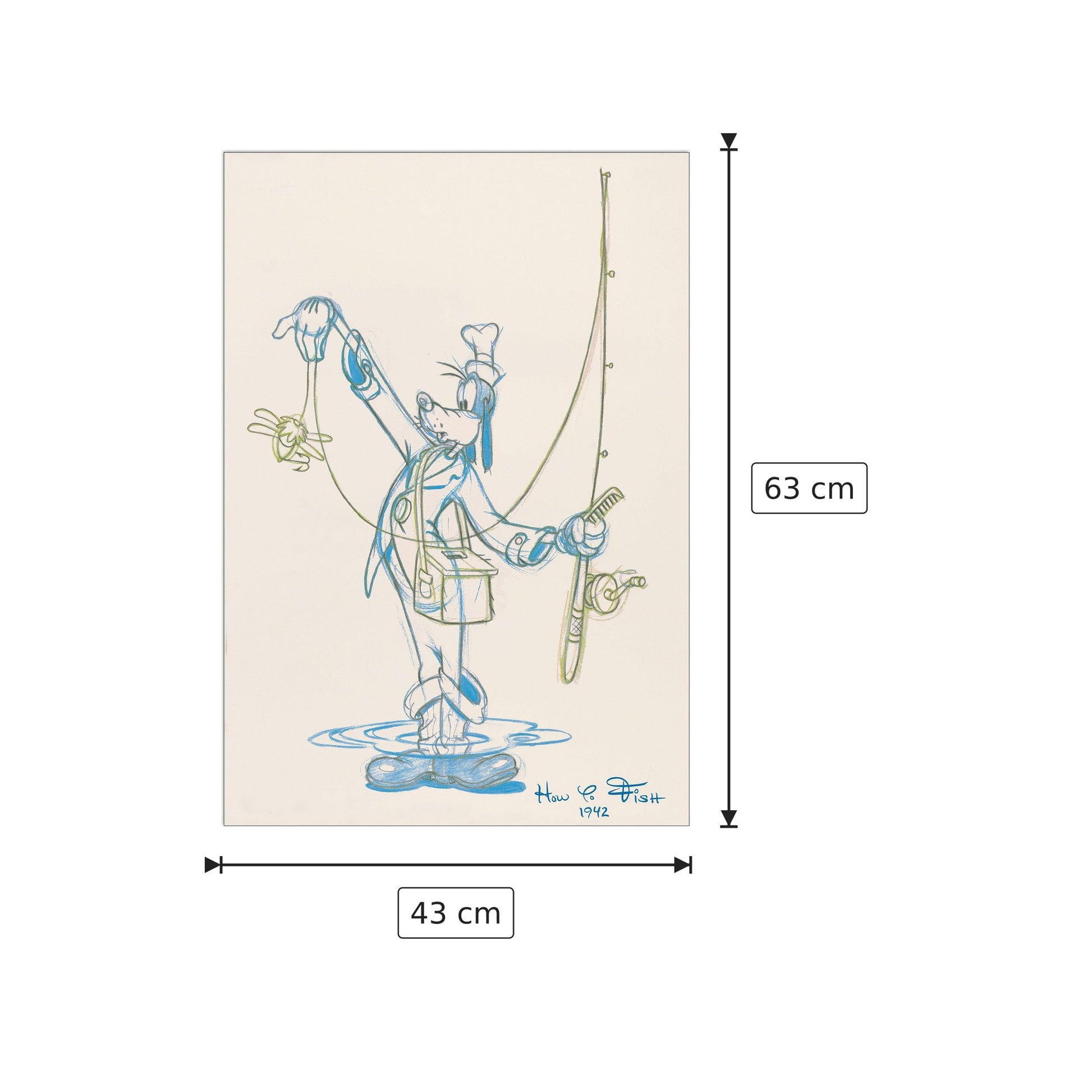 Fisherman Goofy - DISNEY - cm 43x63 - Pannello in MDF