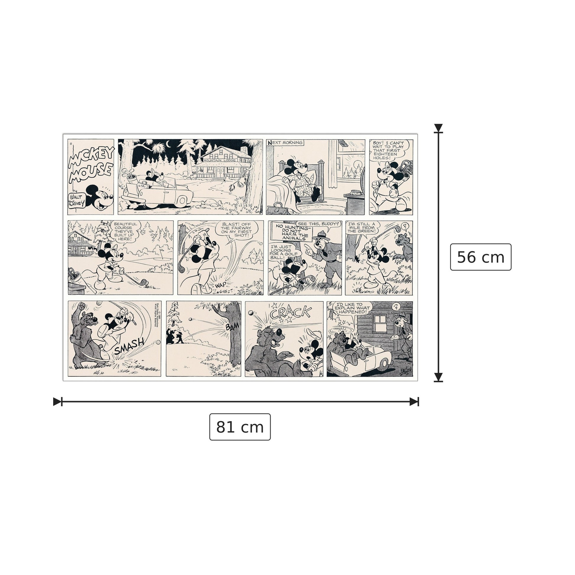 Mickey On The Fairway - DISNEY - cm 81x56 - Pannello in MDF