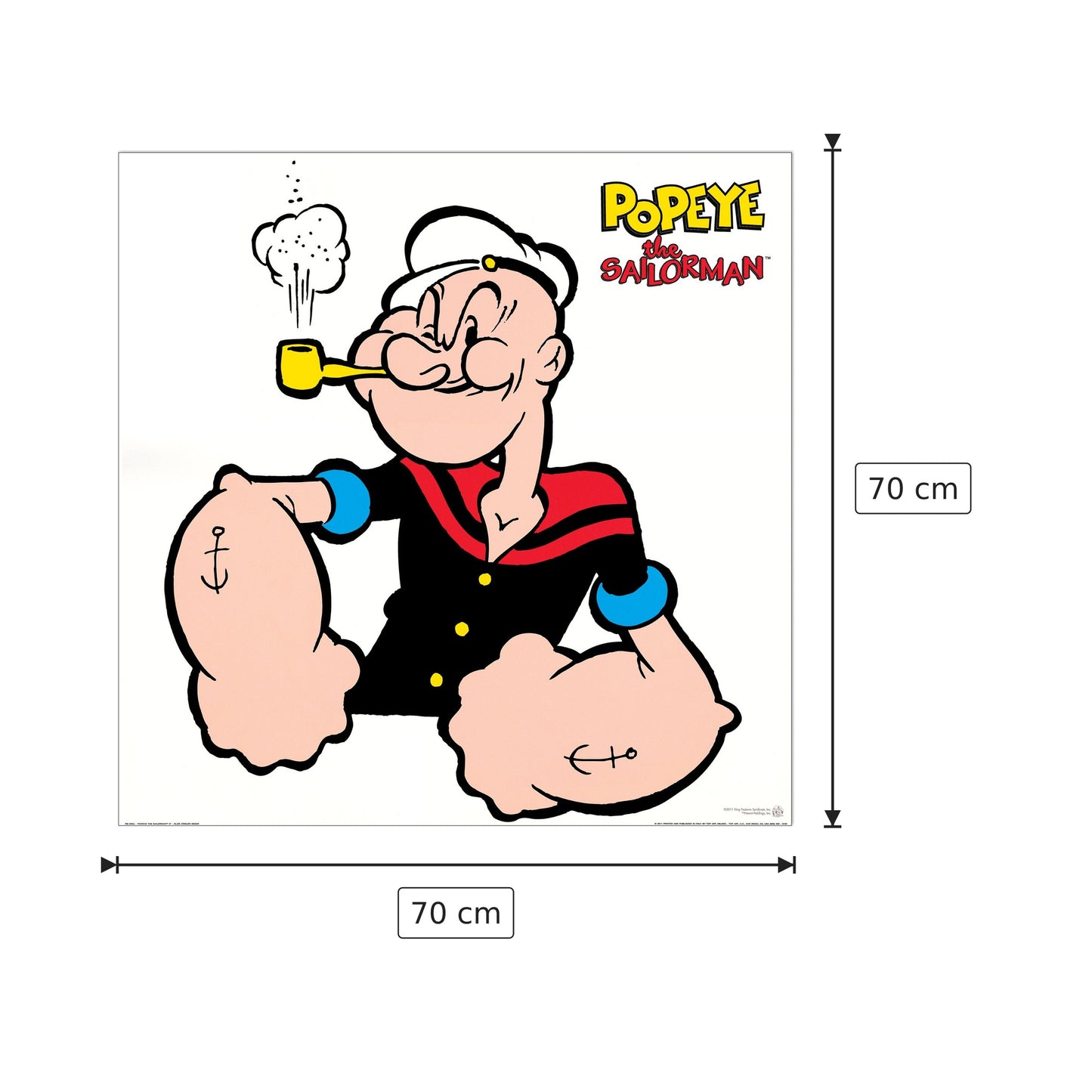 Popeye The Sailorman II - SEGAR - cm 70x70 - Pannello in MDF
