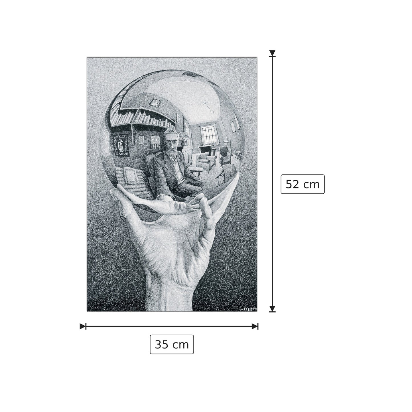 Hand With Globe - ESCHER - cm 35x52 - Pannello in MDF