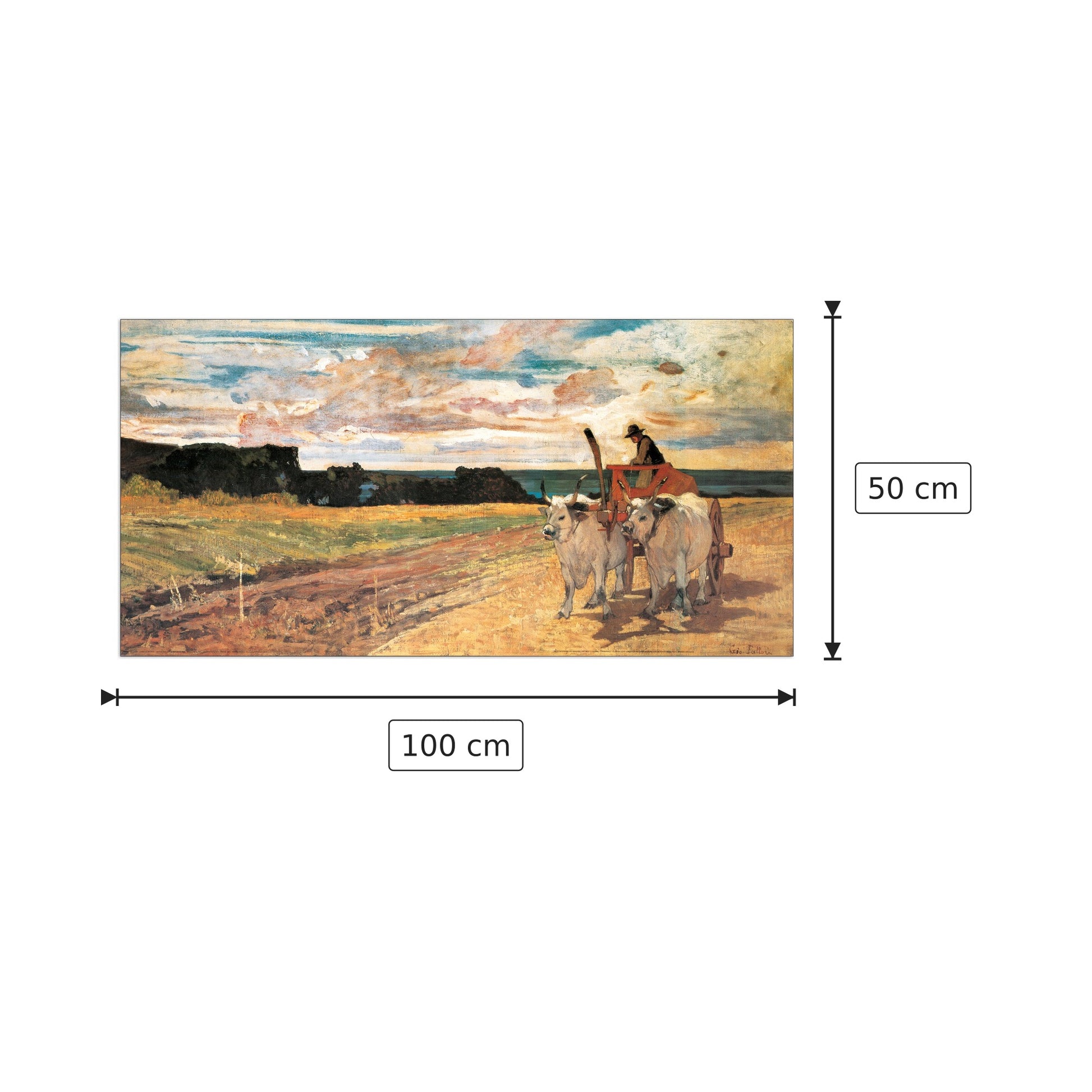 Carro Con Buoi - FATTORI - cm 100x50 - Pannello in MDF