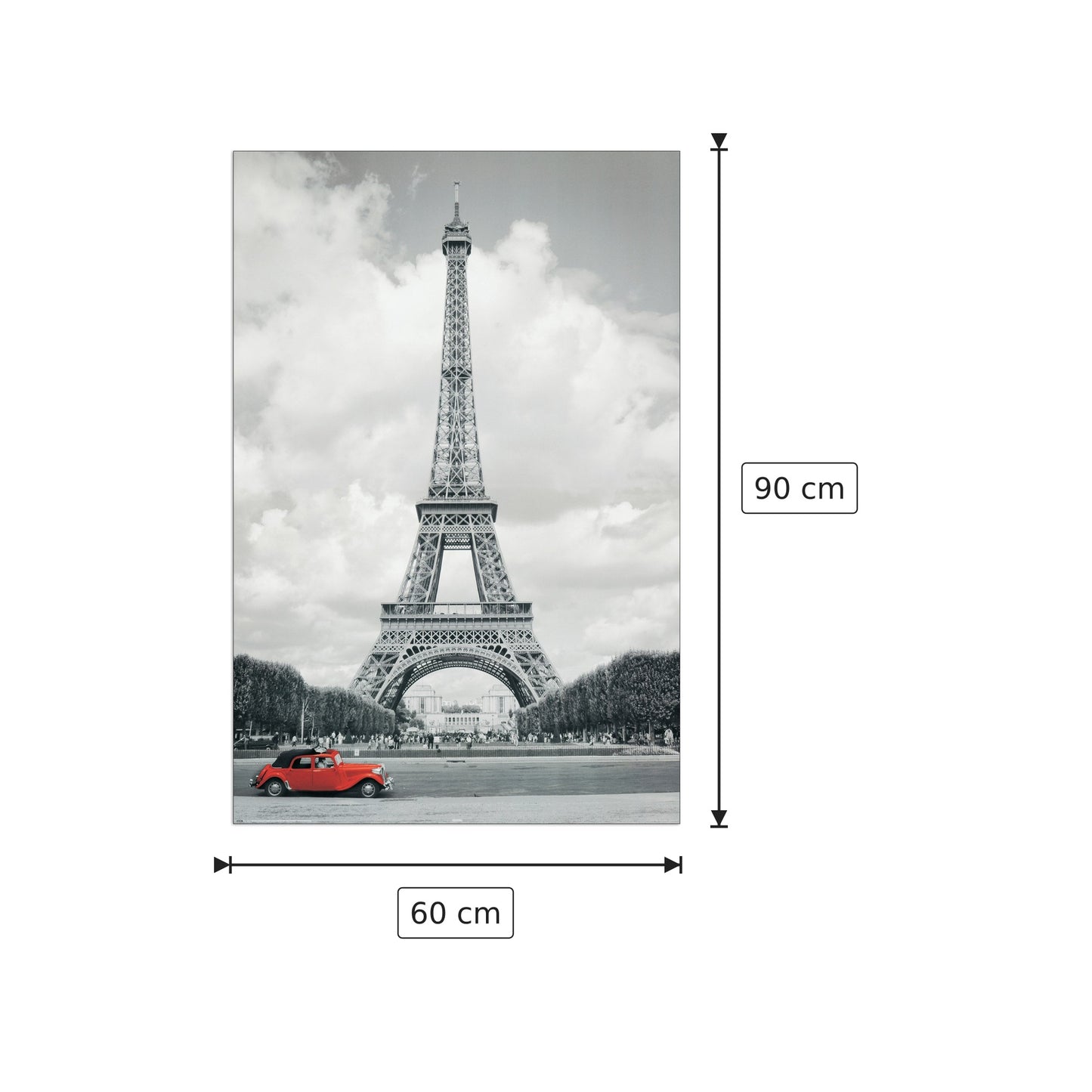 Paris Red Car - NULL - cm 60x90 - Pannello in MDF