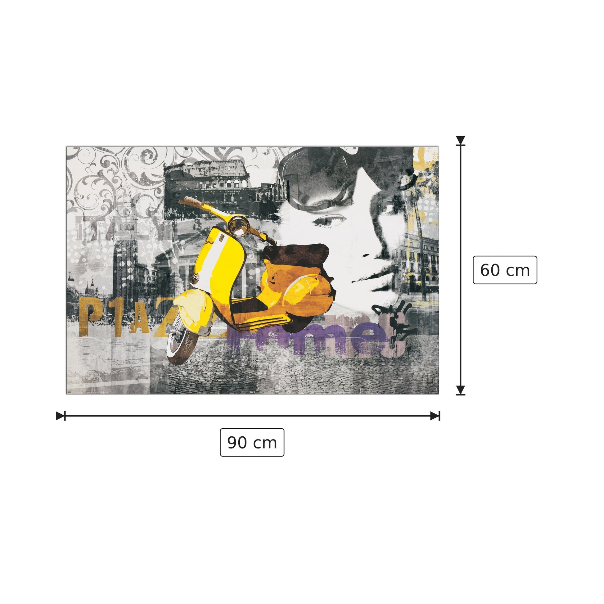 Vespa - ROMA - cm 90x60 - Pannello in MDF