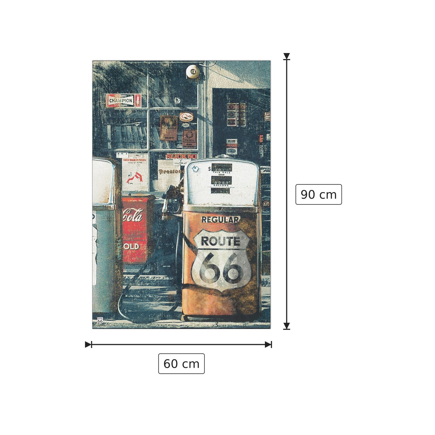 Route 66 Gas Station - NULL - cm 60x90 - Pannello in MDF