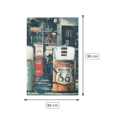 Route 66 Gas Station - NULL - cm 60x90 - Pannello in MDF