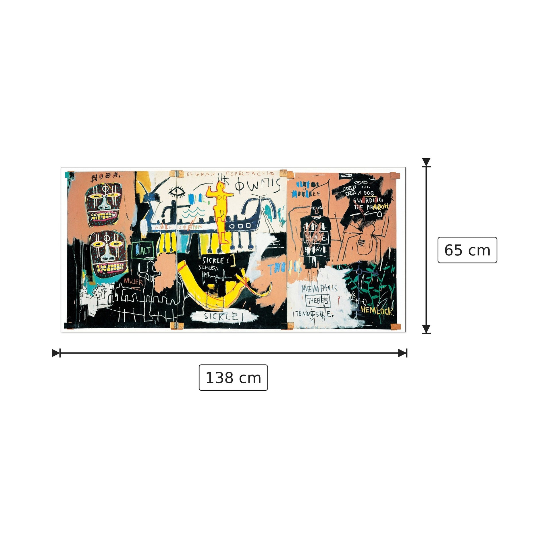 El Gran Espectaculo (History Of Black People) - BASQUIAT - cm 138x65 - Pannello in MDF