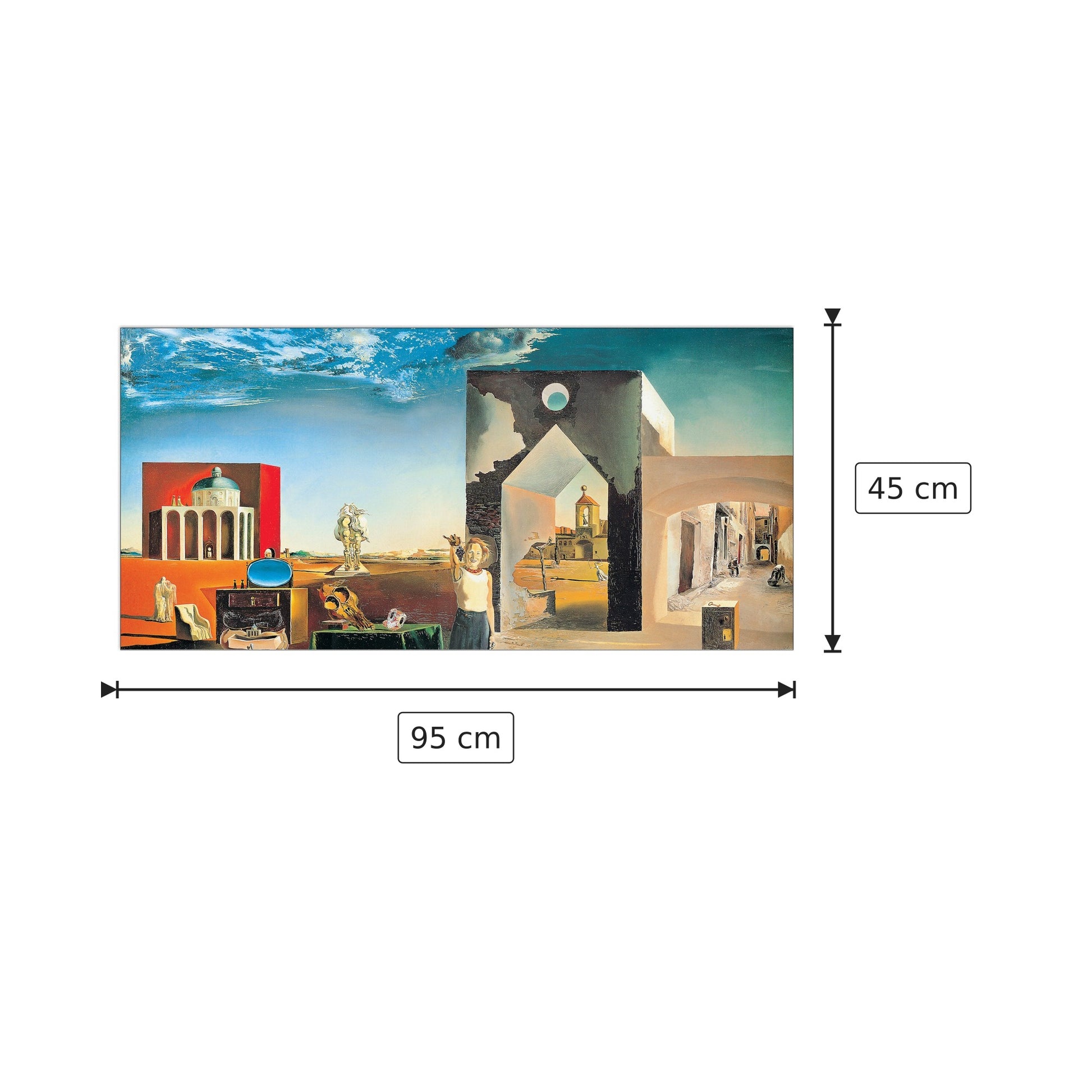 Banlieau De La Ville Paranoiaque Aprés-Midi Sur La Lisiére De L'histoire Européenne - DALÌ - cm 95x45 - Pannello in MDF