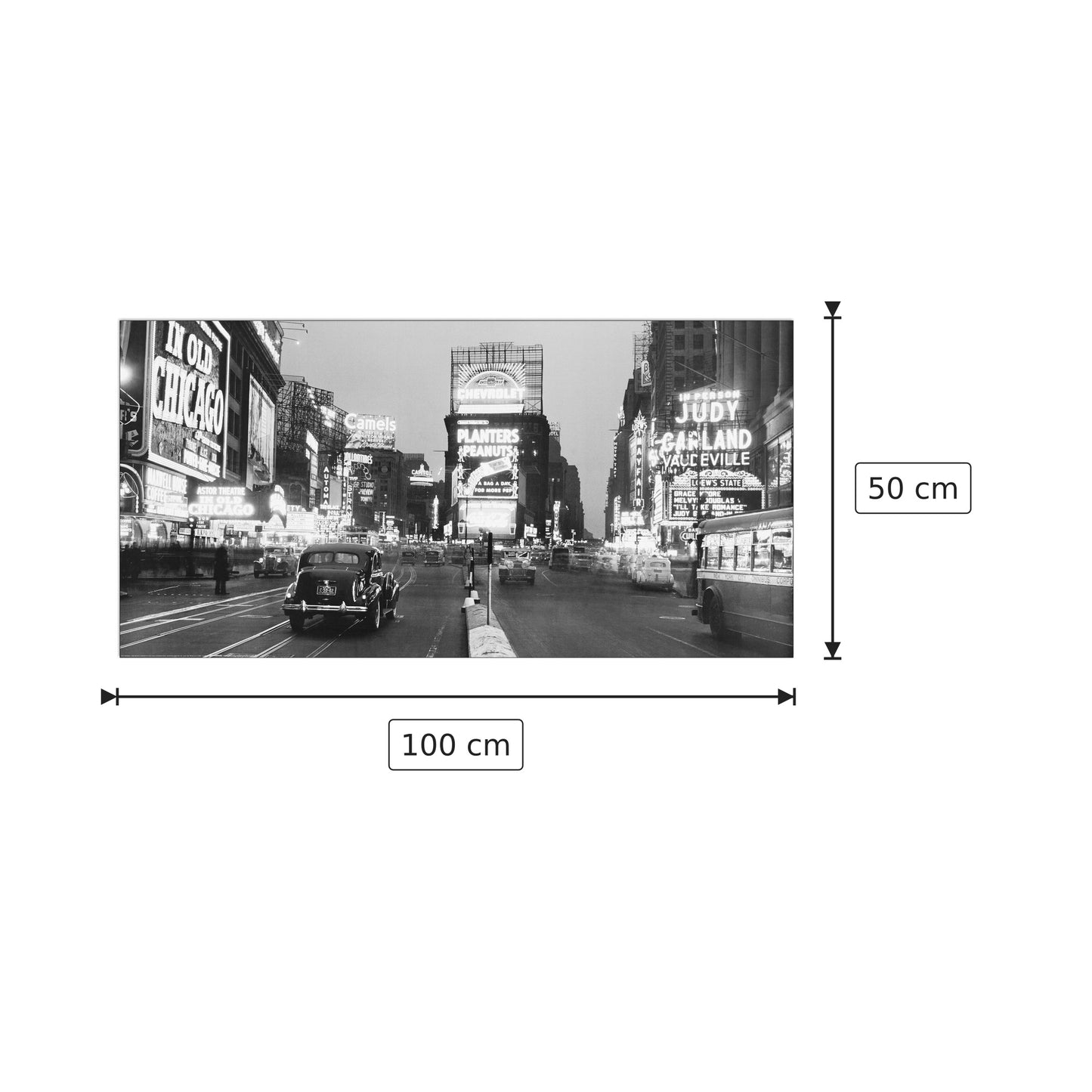 Time Square Illuminated By Large Neon Advertising Signs - GENDREAU - cm 100x50 - Pannello in MDF