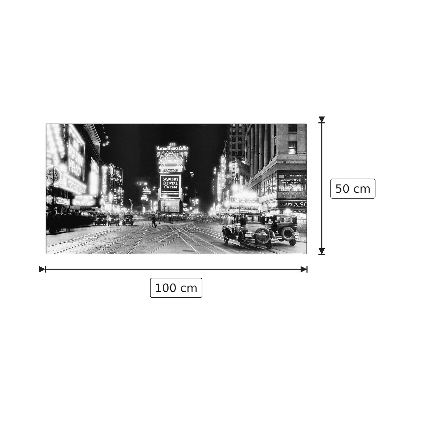 Times Square At Night - GENDREAU - cm 100x50 - Pannello in MDF