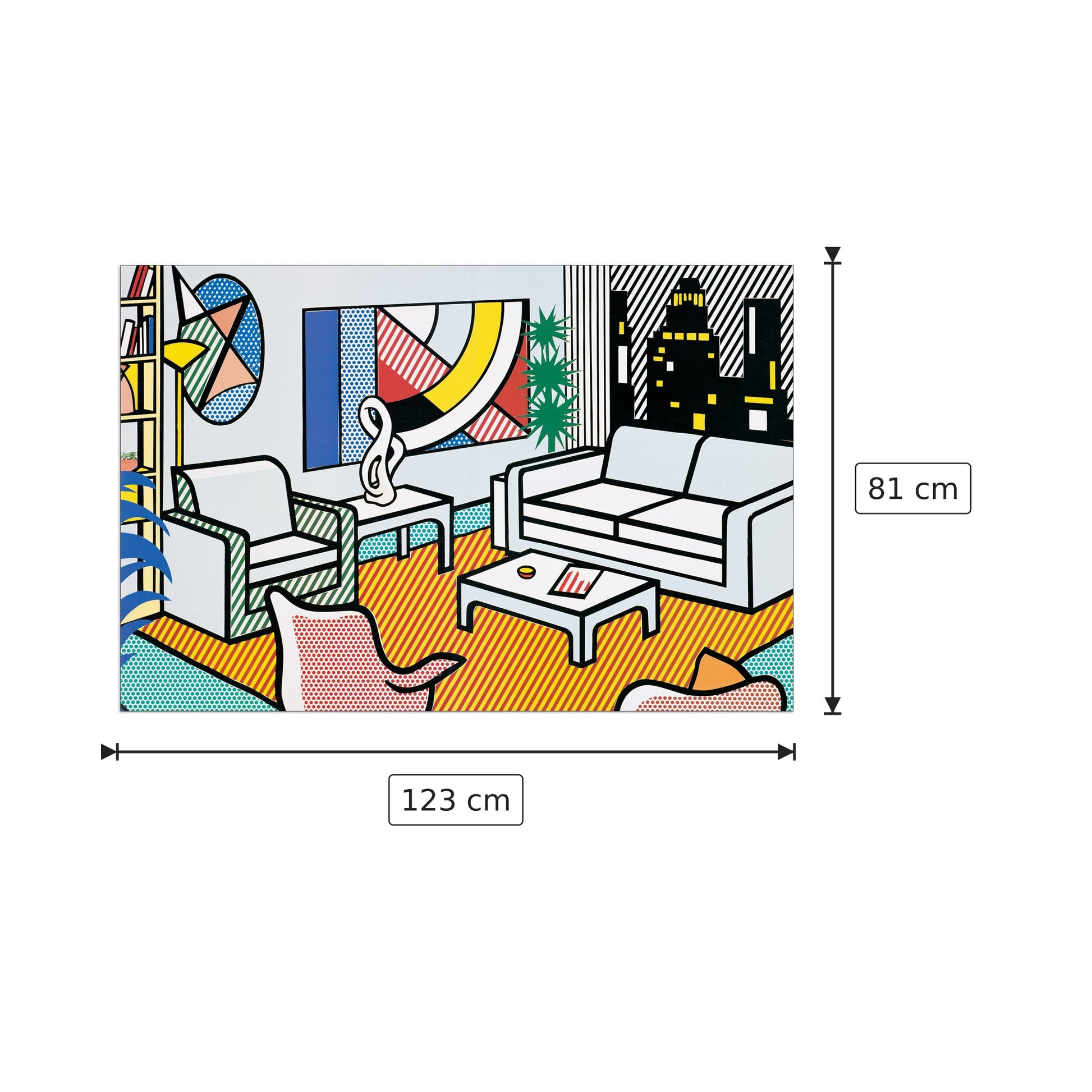 Interior With Skyline Collage For Painting - LICHTENSTEIN - cm 123x81 - Pannello in MDF