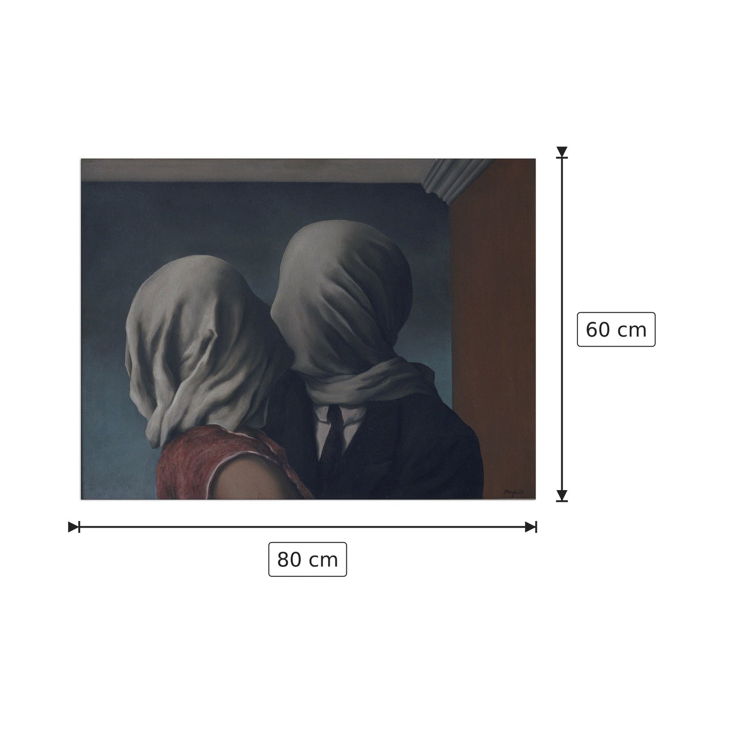 The Lovers - MAGRITTE - cm 80x60 - Pannello in MDF