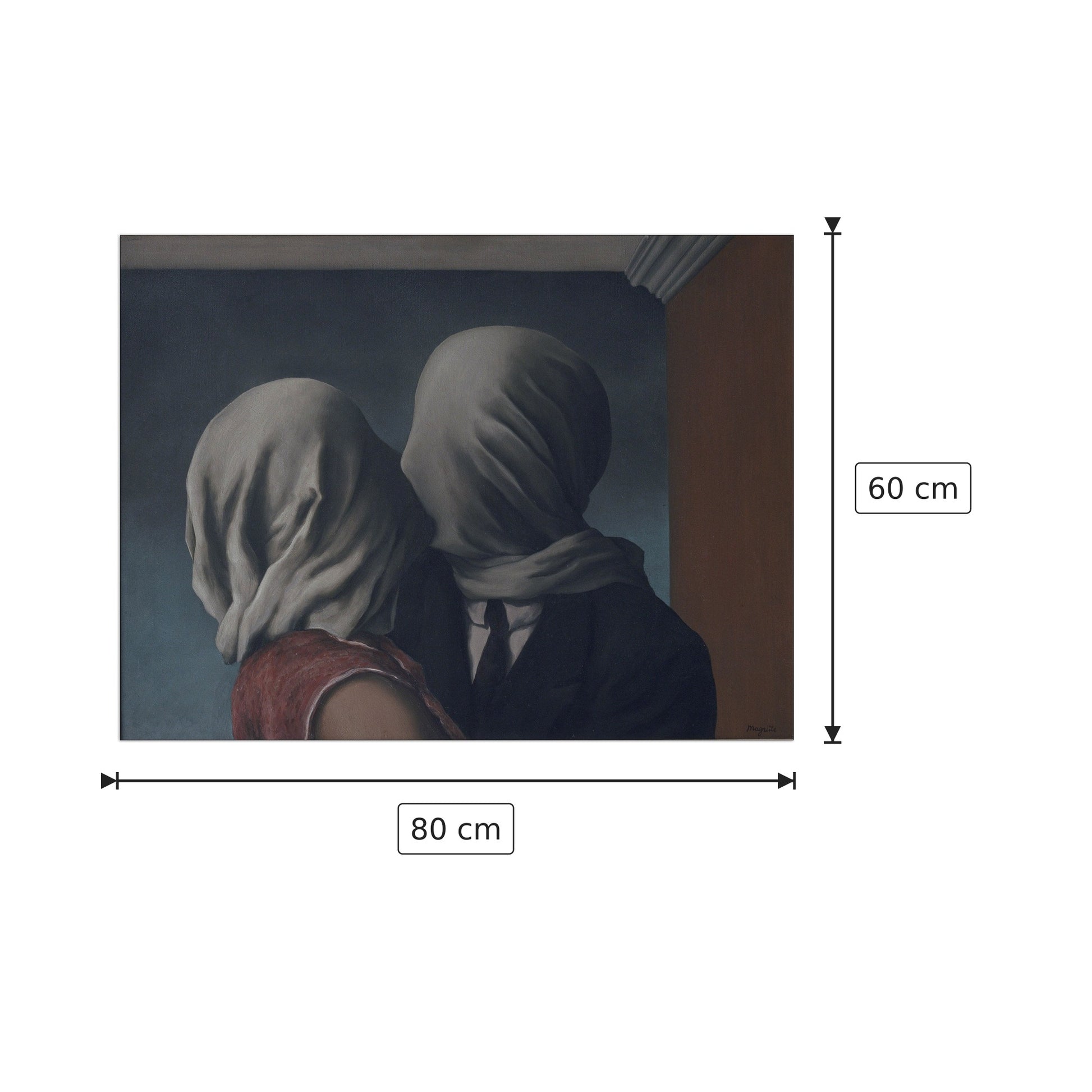 The Lovers - MAGRITTE - cm 80x60 - Pannello in MDF