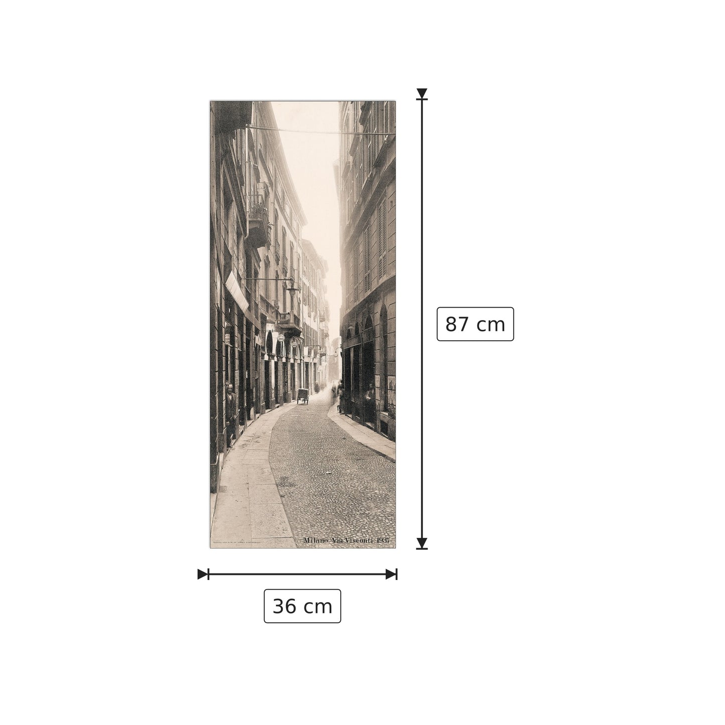 Milano, Via Visconti 1937 - NULL - cm 36x87 - Pannello in MDF