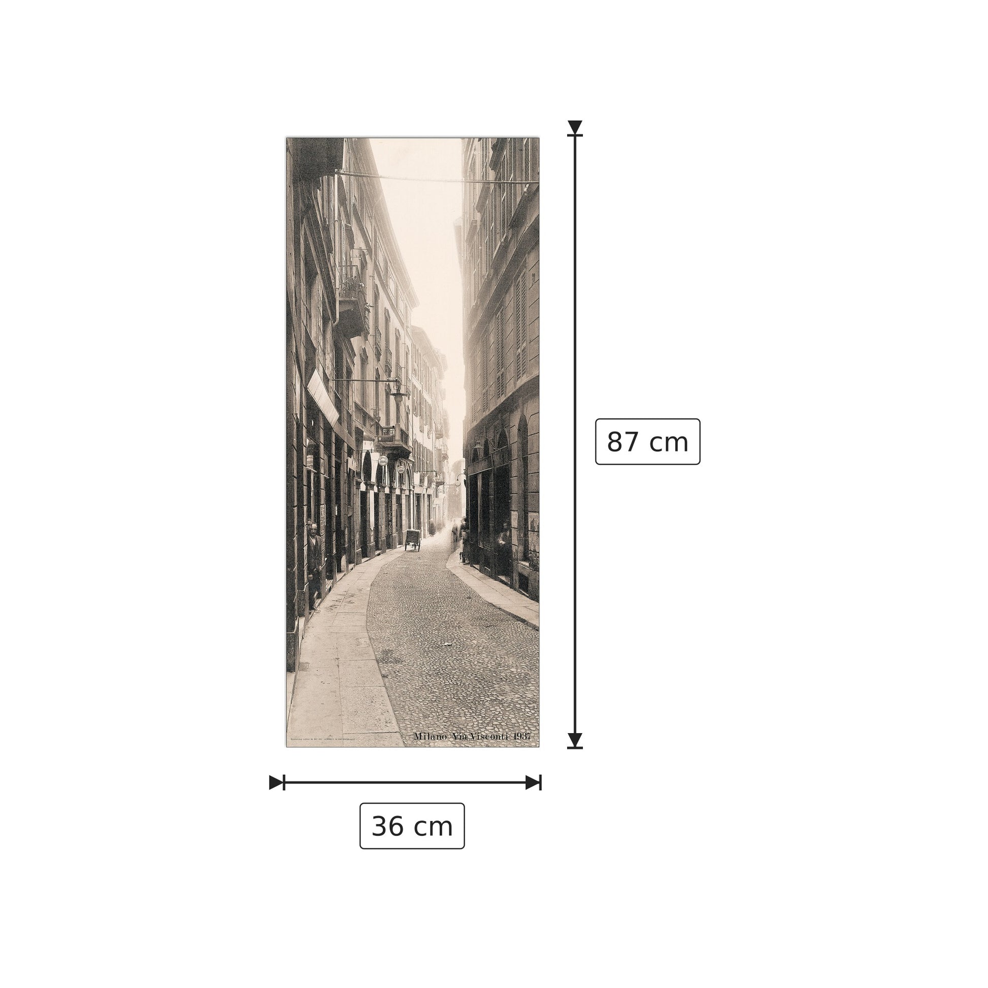 Milano, Via Visconti 1937 - NULL - cm 36x87 - Pannello in MDF