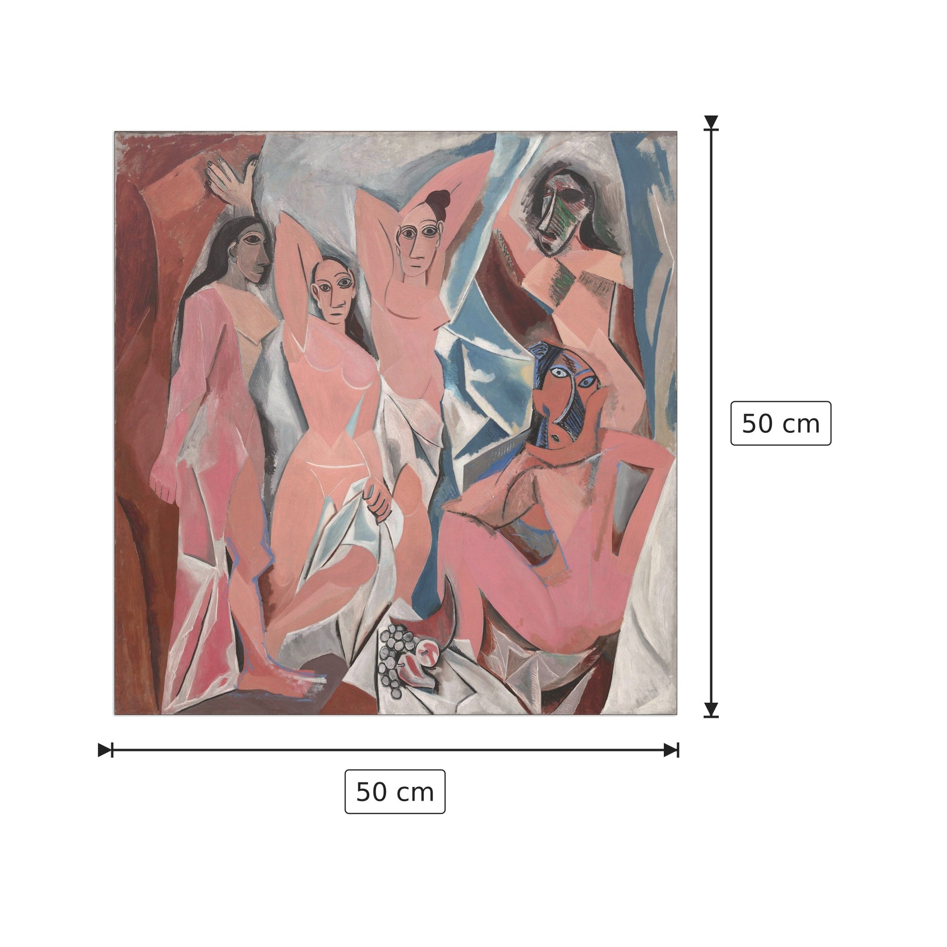 Les Demoiselles d'Avignon - PICASSO - cm 50x50 - Pannello in MDF