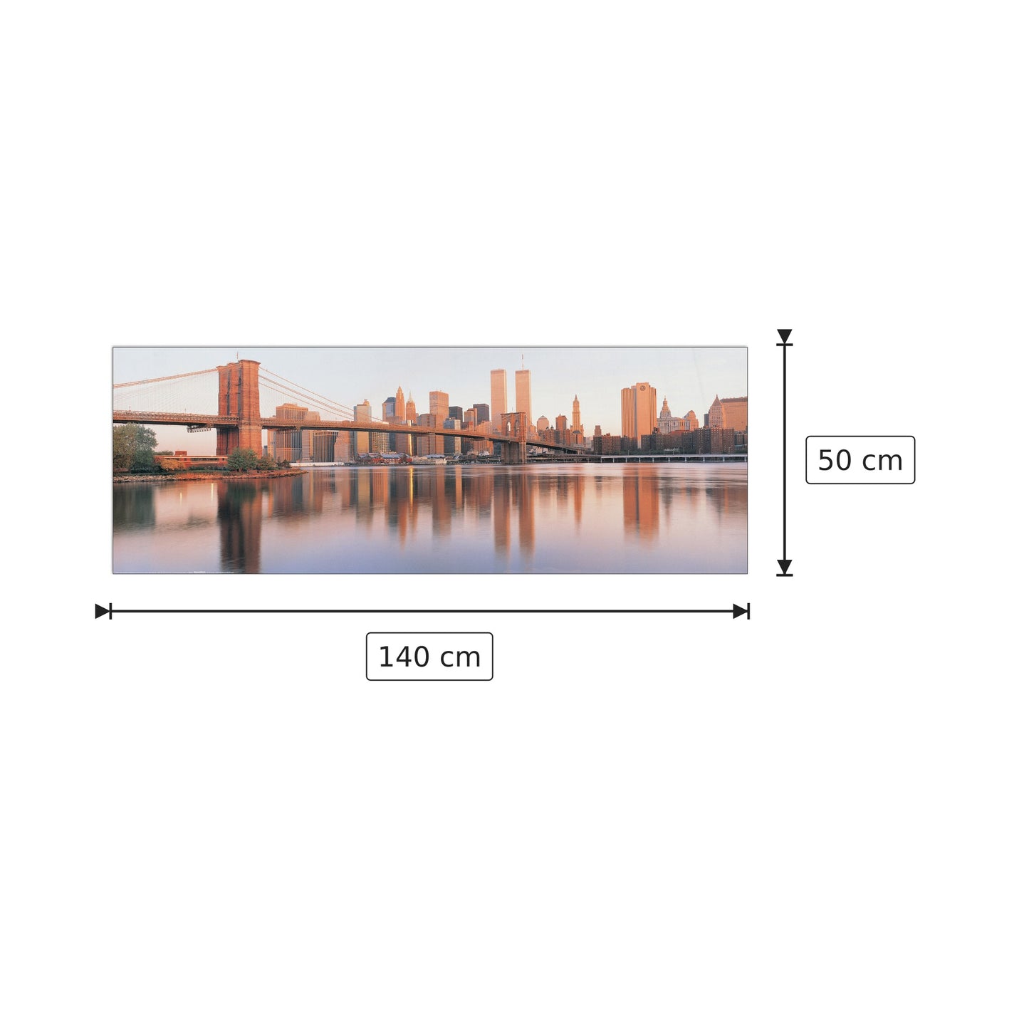 Brooklyn Bridge And Manhattan Sunrise - SOHM - cm 140x50 - Pannello in MDF