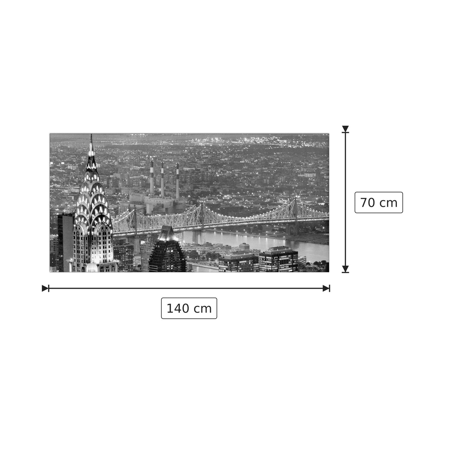 Chrysler Building And Queensboro Bridge - TANER - cm 140x70 - Pannello in MDF