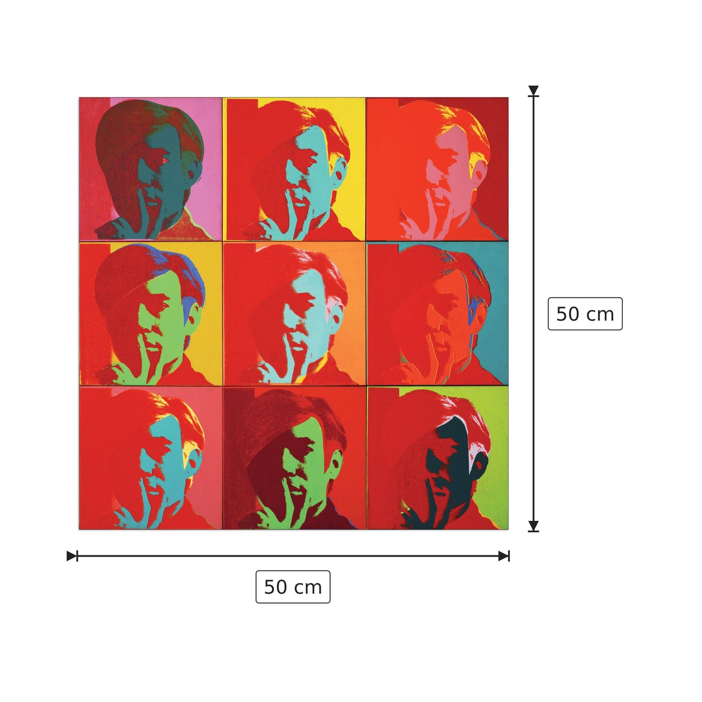 Self Portrait - WARHOL - cm 50x50 - Pannello in MDF