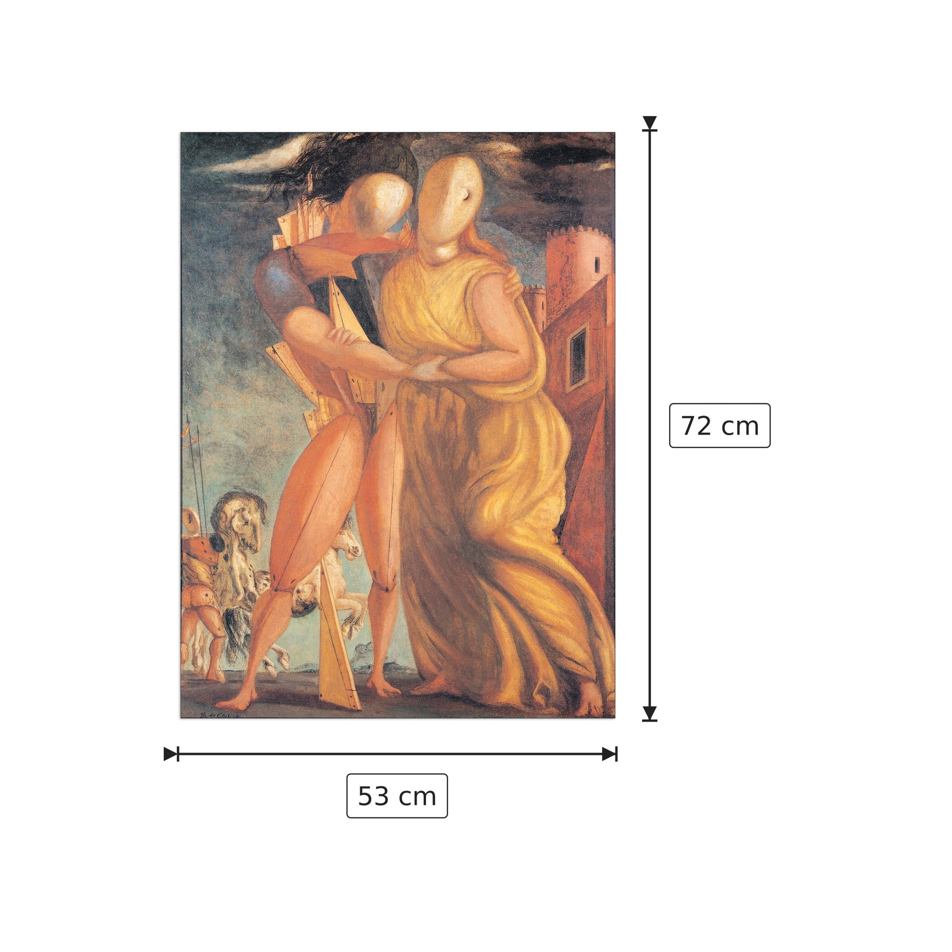 Hector And Andromache - DE CHIRICO - cm 53x72 - Pannello in MDF
