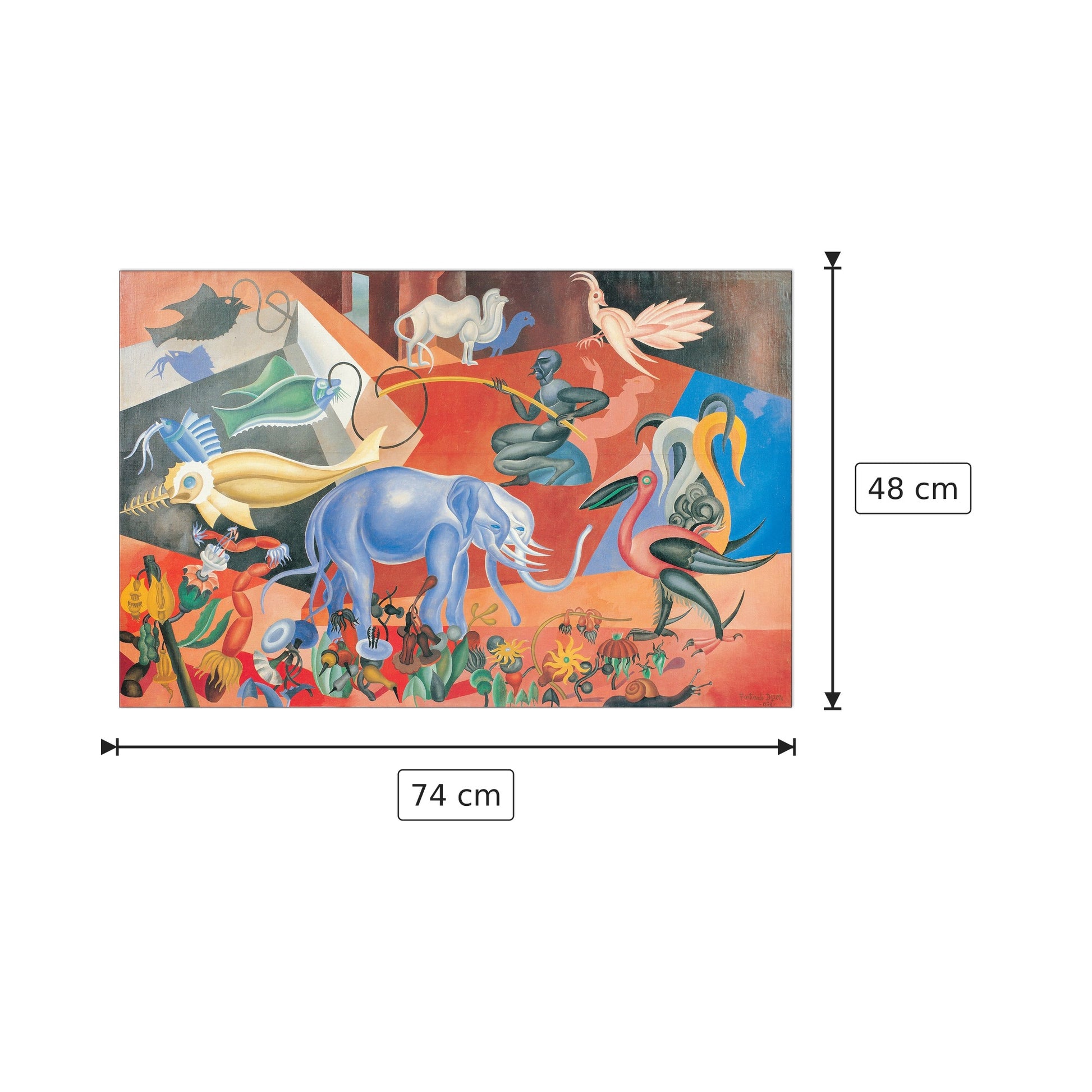 Flora E Fauna Magica 1920 - DEPERO - cm 74x48 - Pannello in MDF